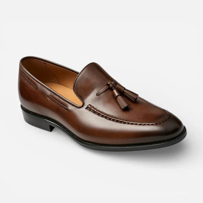 Mocassin Cuir Marron Vernis à Gland Homme