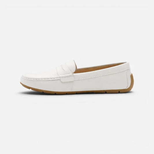 Mocassin Cuir Mat Blanc Femme