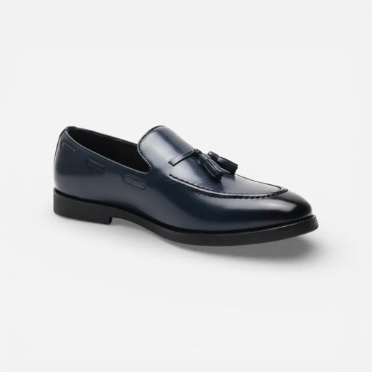 Mocassin En Cuir Marine à Gland Homme