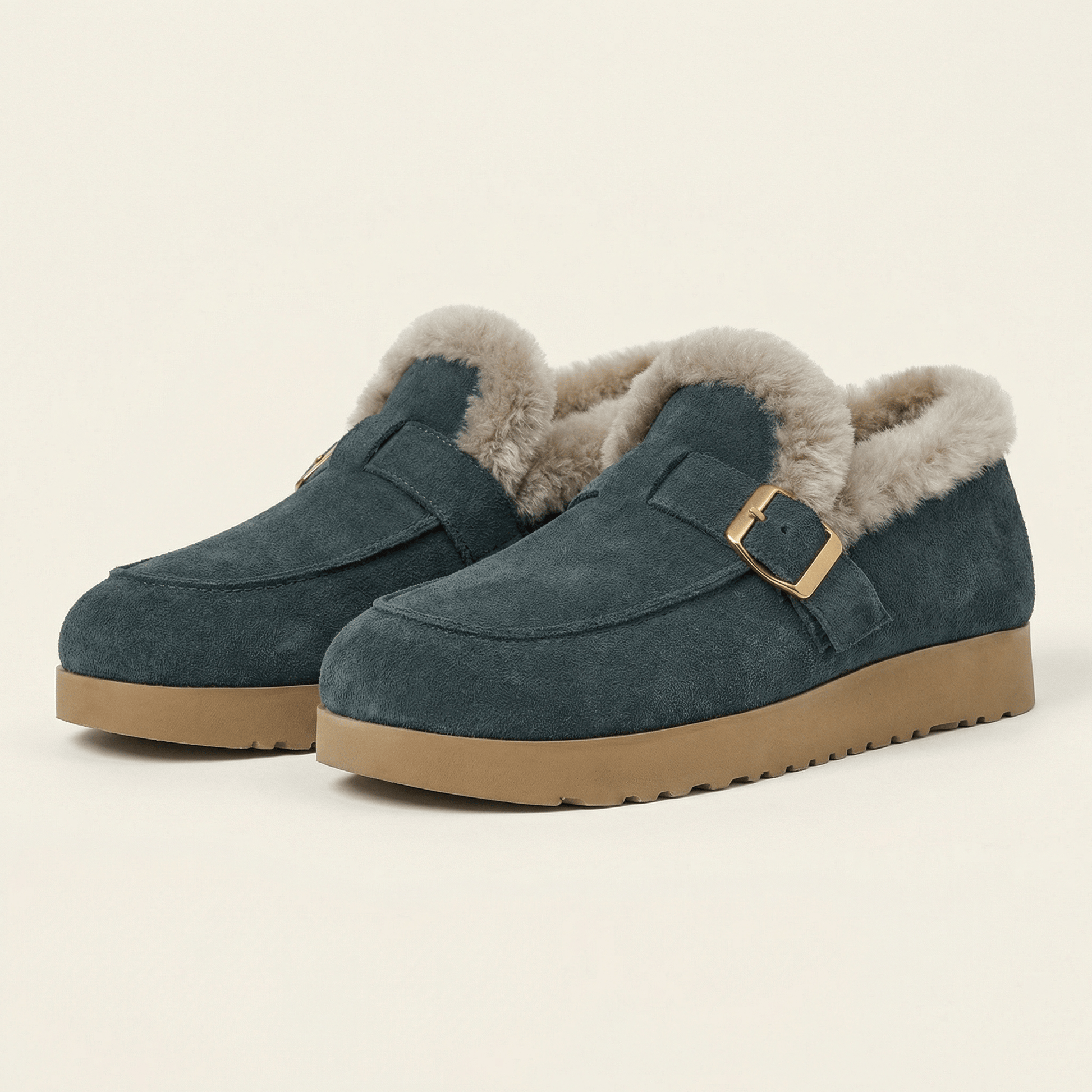 Chausson Mocassin Femme Fourré à Semelle Épaisse