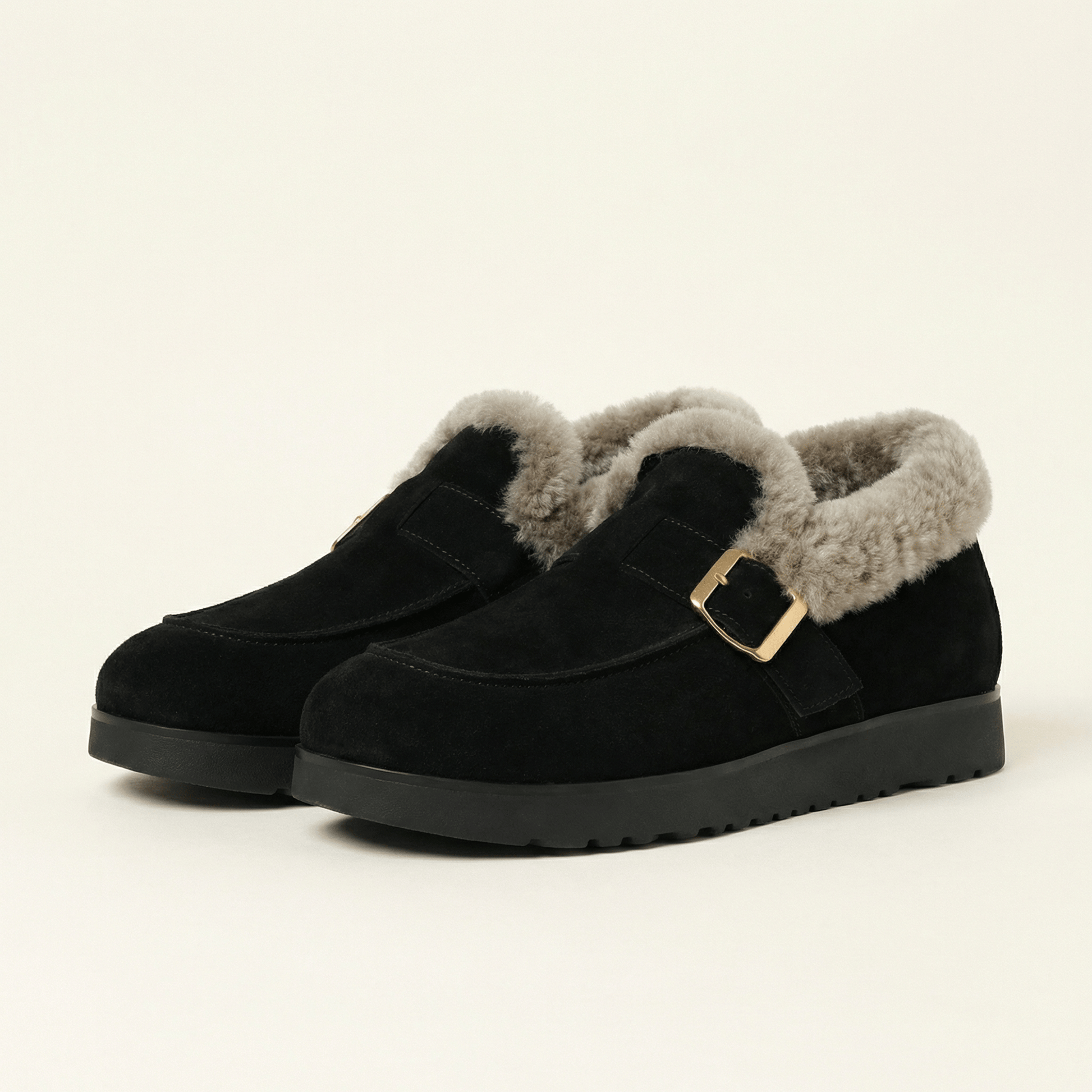 Chausson Mocassin Femme Fourré à Semelle Épaisse