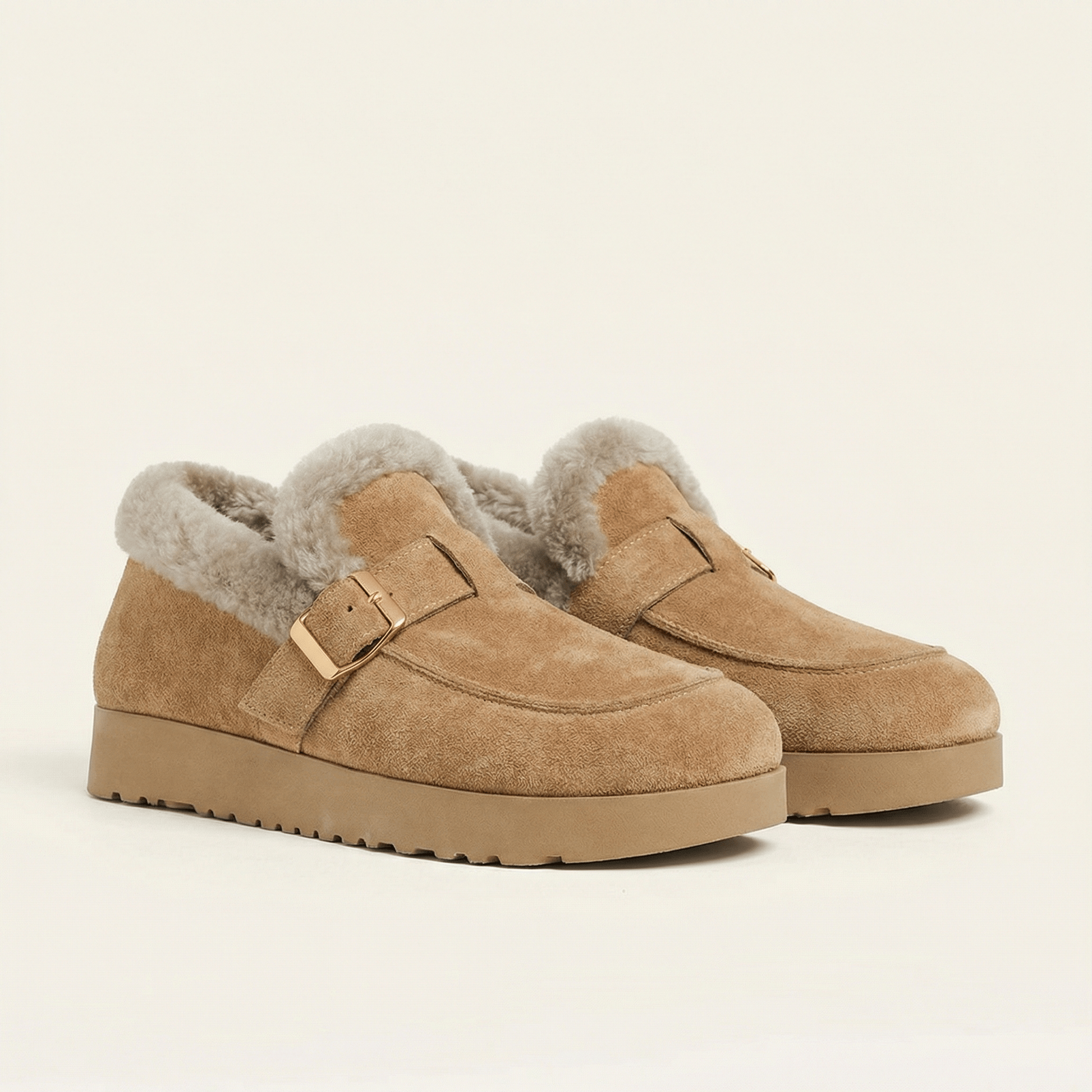 Chausson Mocassin Femme Fourré à Semelle Épaisse