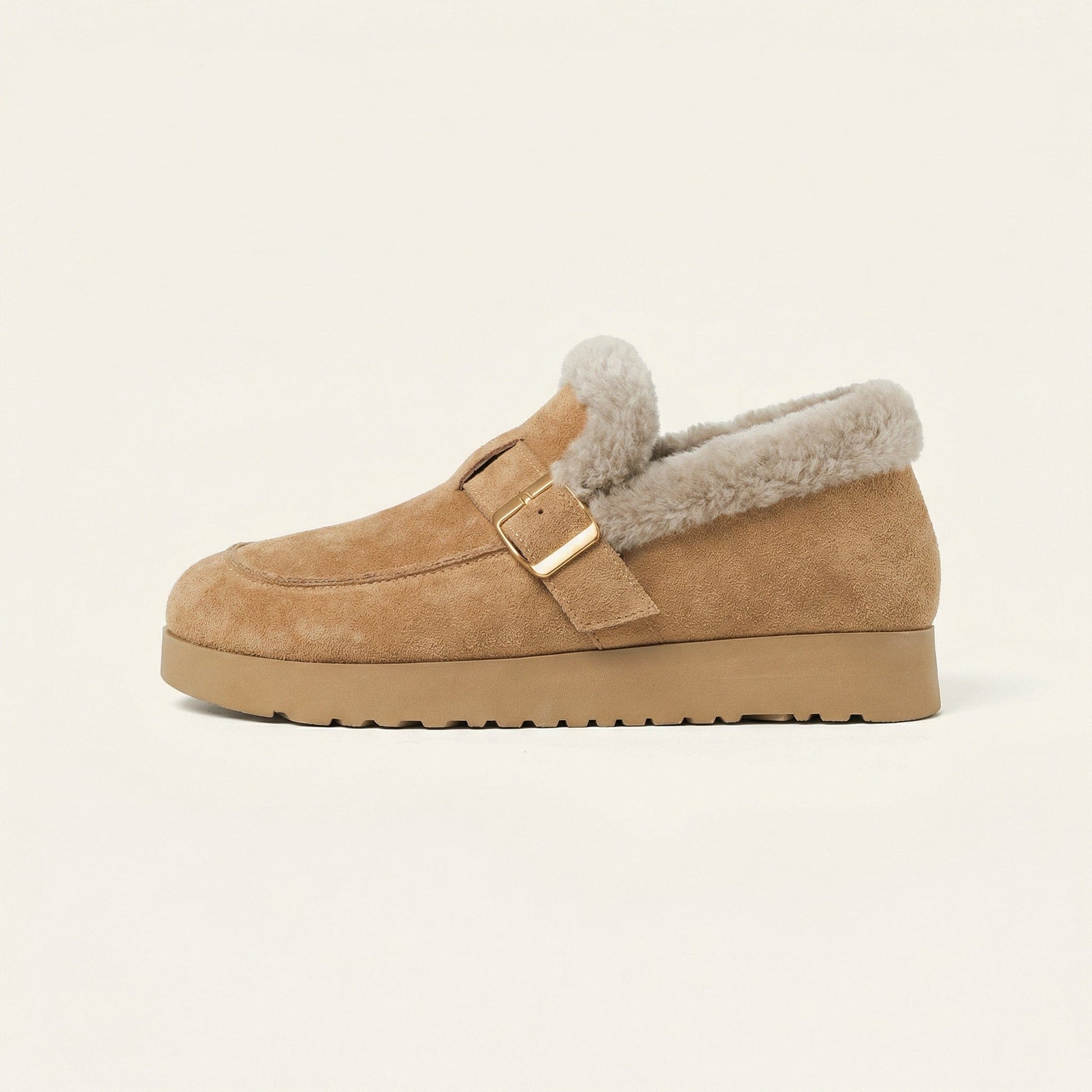 Chausson Mocassin Femme Fourré à Semelle Épaisse