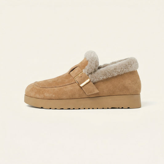 Chausson Mocassin Femme Fourré à Semelle Épaisse