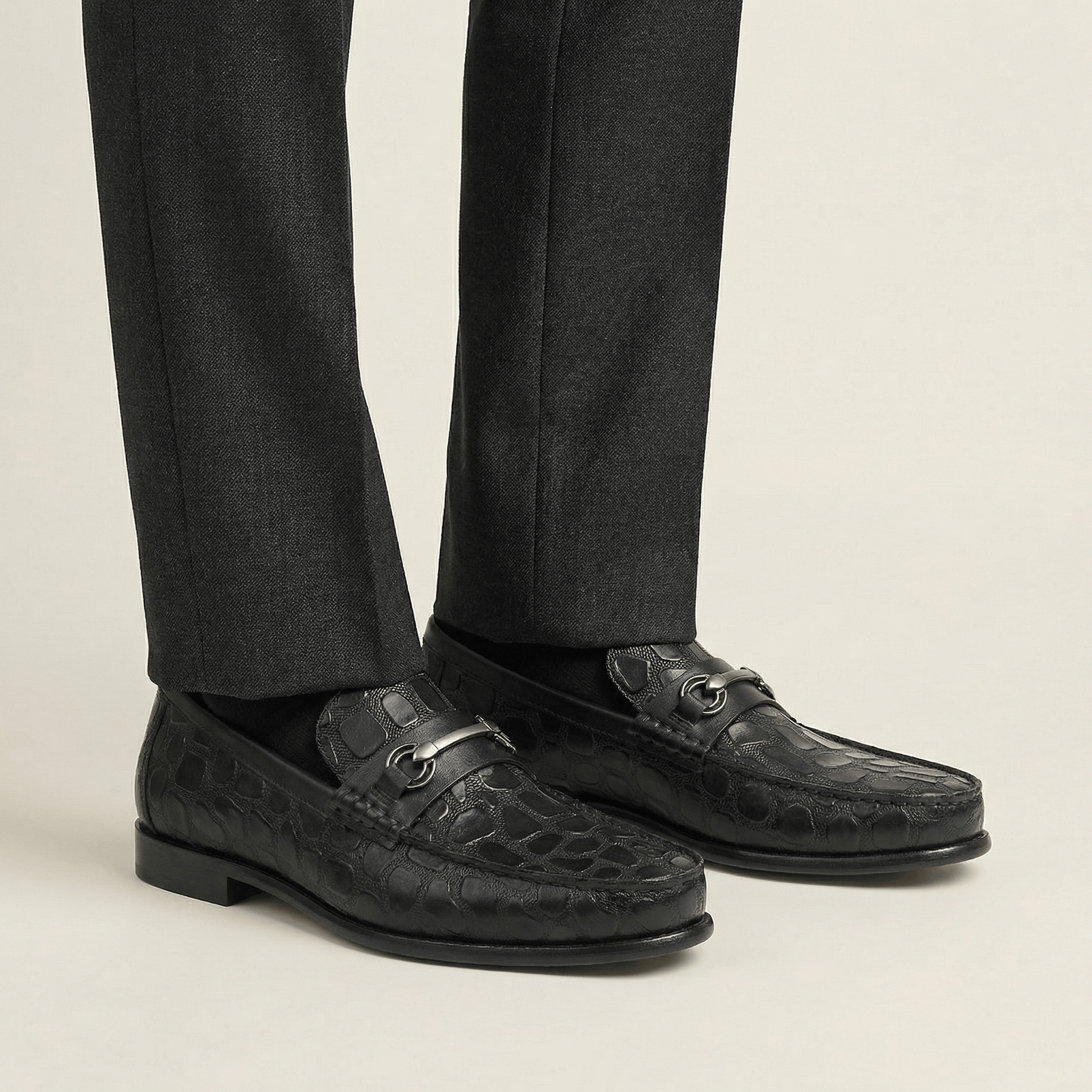 Mocassin à Mors en Cuir Embossé Crocodile