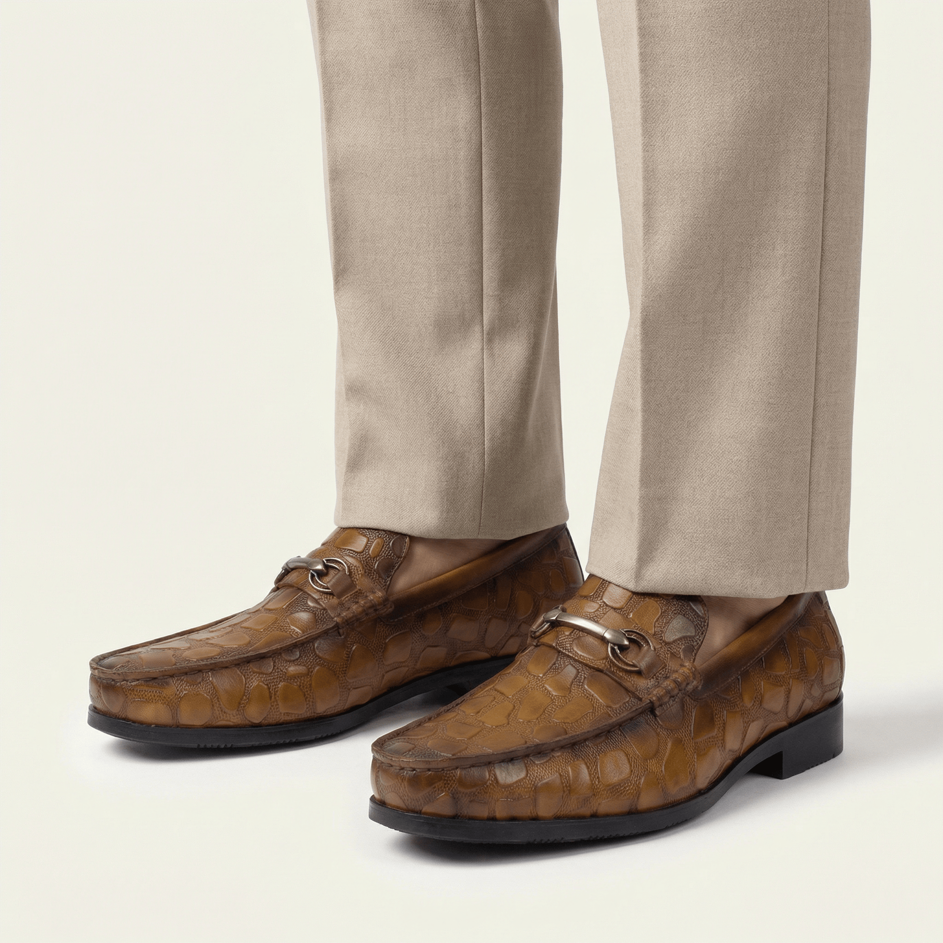 Mocassin à Mors en Cuir Embossé Crocodile