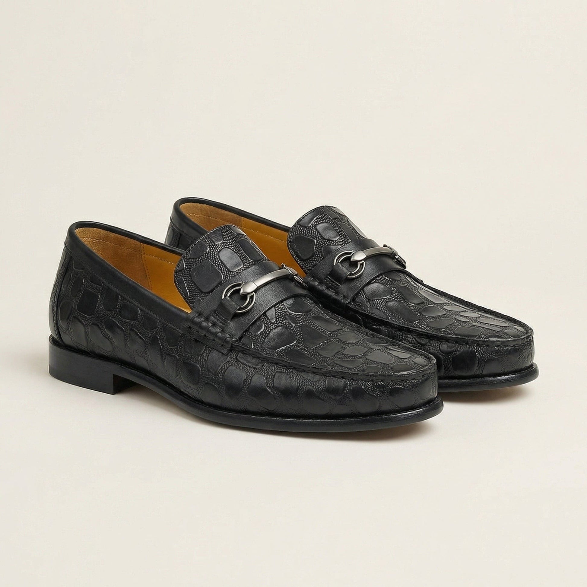 Mocassin à Mors en Cuir Embossé Crocodile