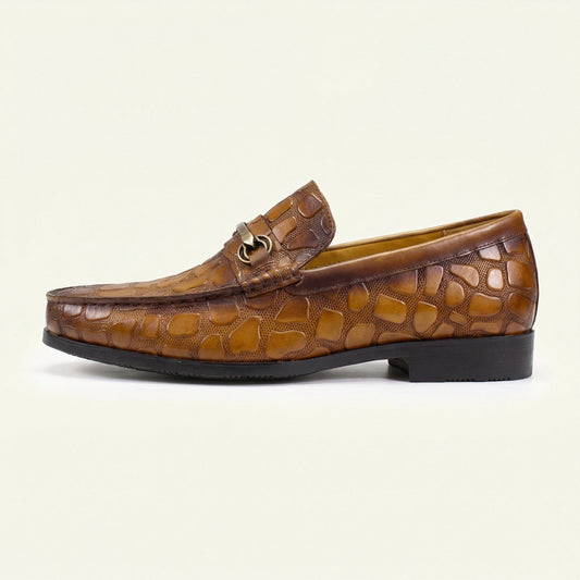 Mocassin à Mors en Cuir Embossé Crocodile