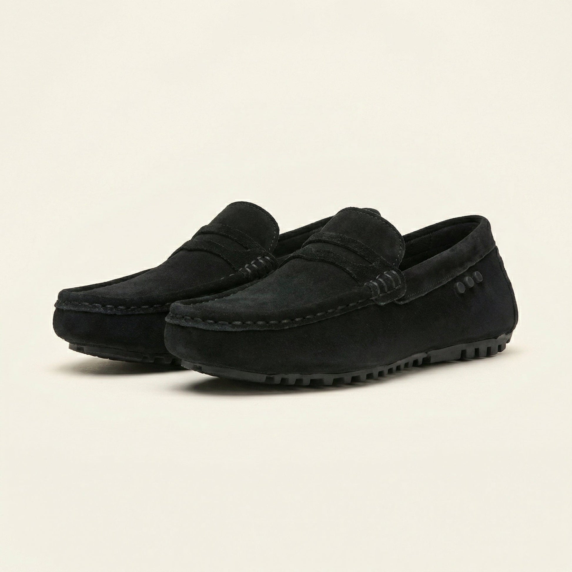 Mocassin à Picots avec Bande en Cuir Suédé