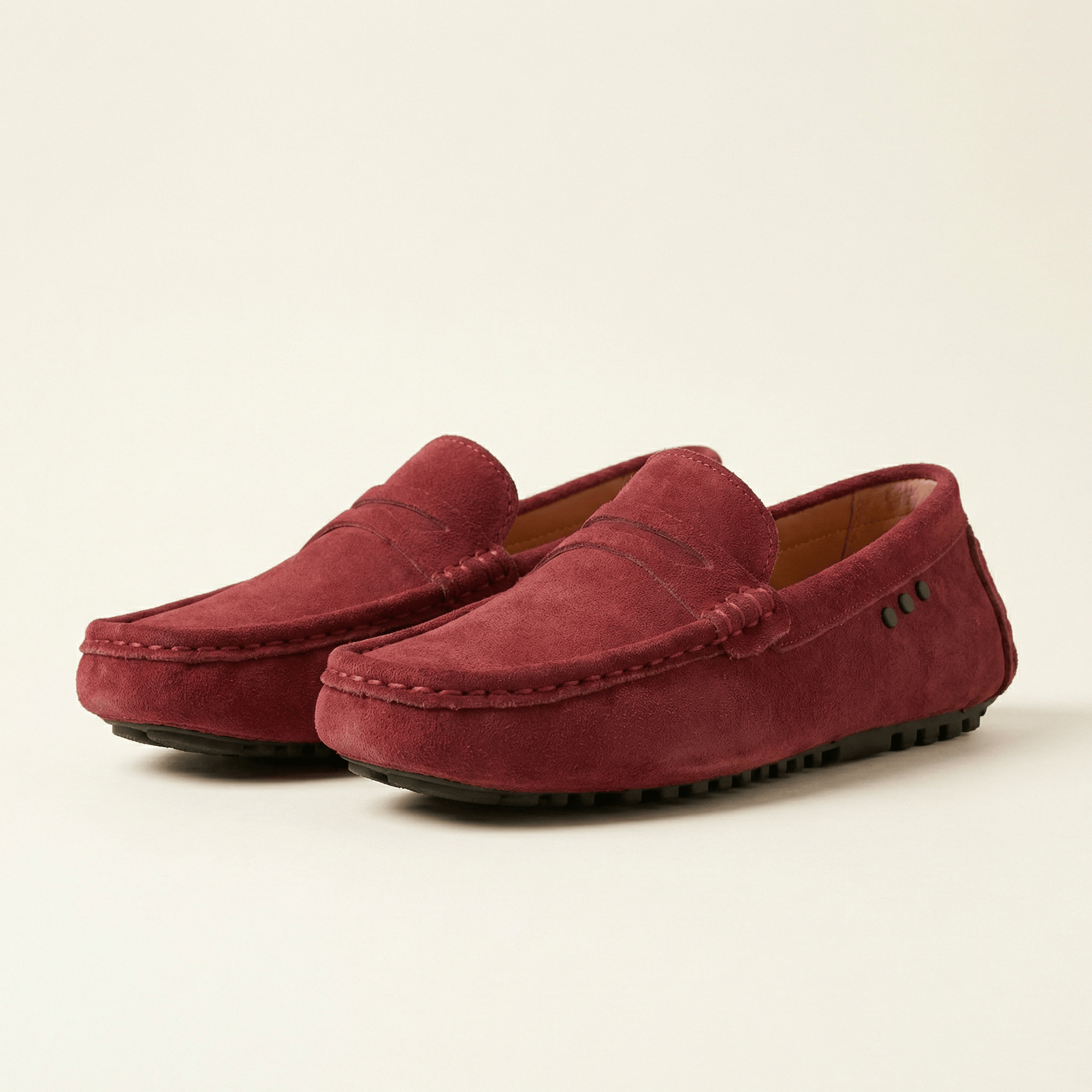 Mocassin à Picots avec Bande en Cuir Suédé