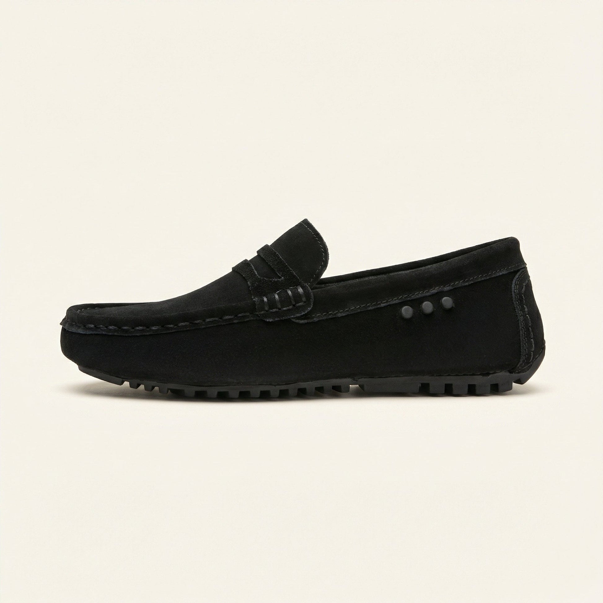 Mocassin à Picots avec Bande en Cuir Suédé