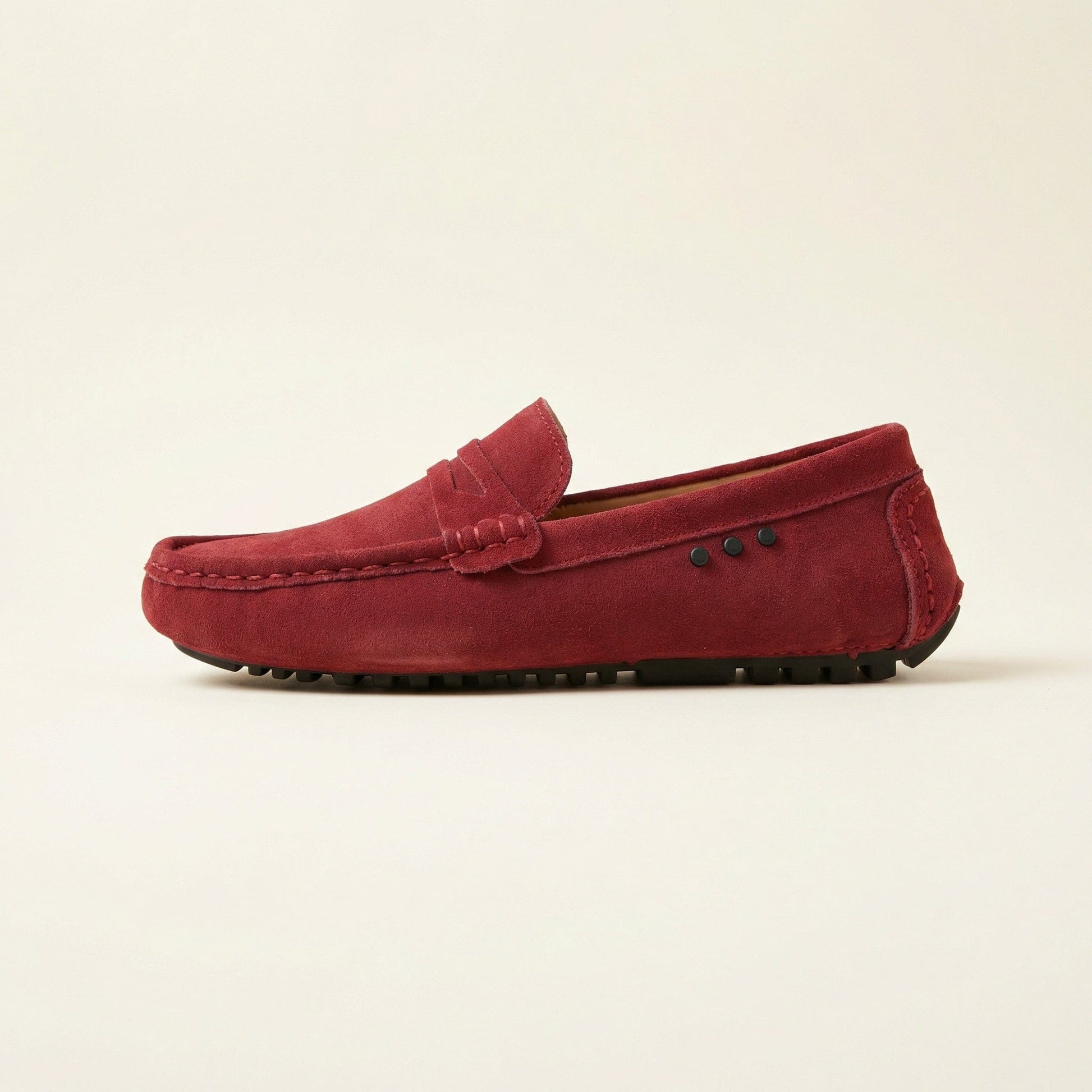 Mocassin à Picots avec Bande en Cuir Suédé