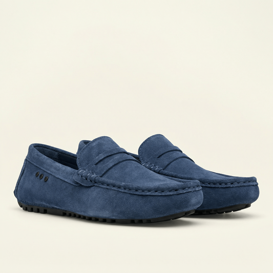 Mocassin à Picots avec Bande en Cuir Suédé