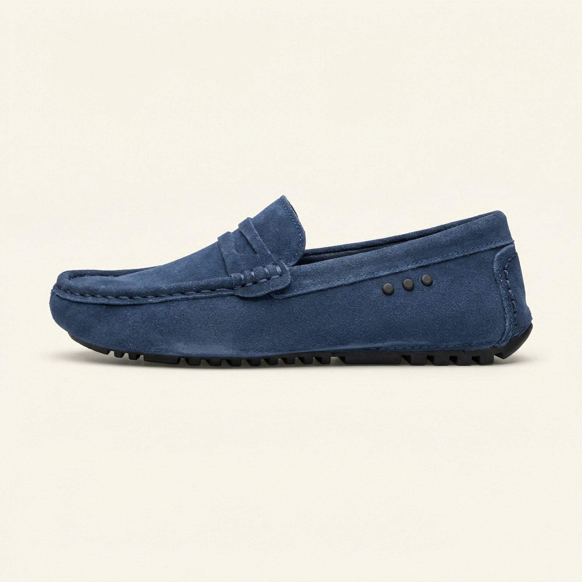 Mocassin à Picots avec Bande en Cuir Suédé