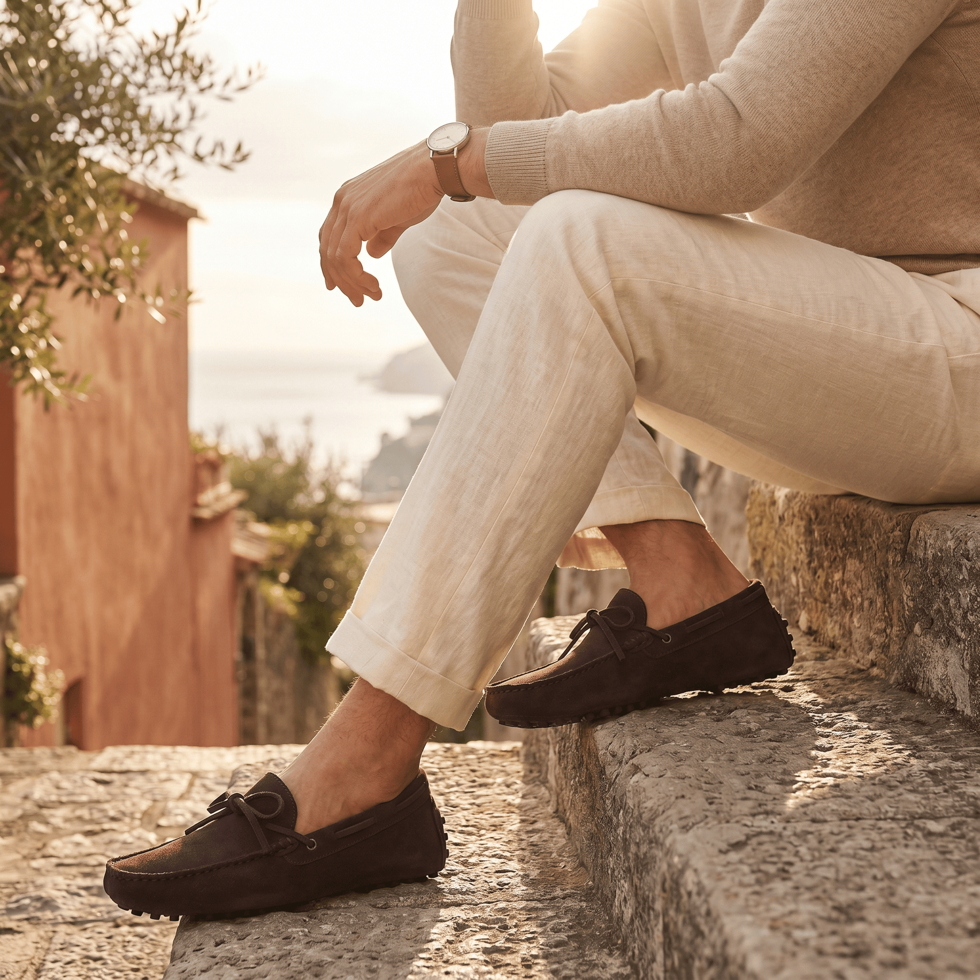 Mocassin à Picots en Daim avec Lacets Décoratifs
