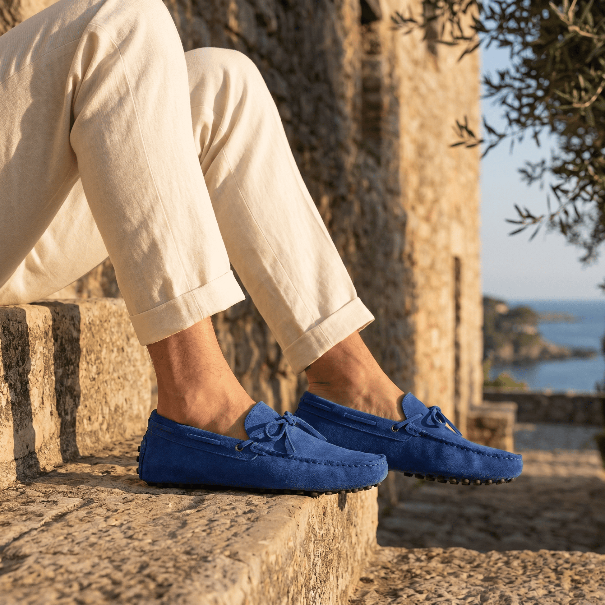 Mocassin à Picots en Daim avec Lacets Décoratifs
