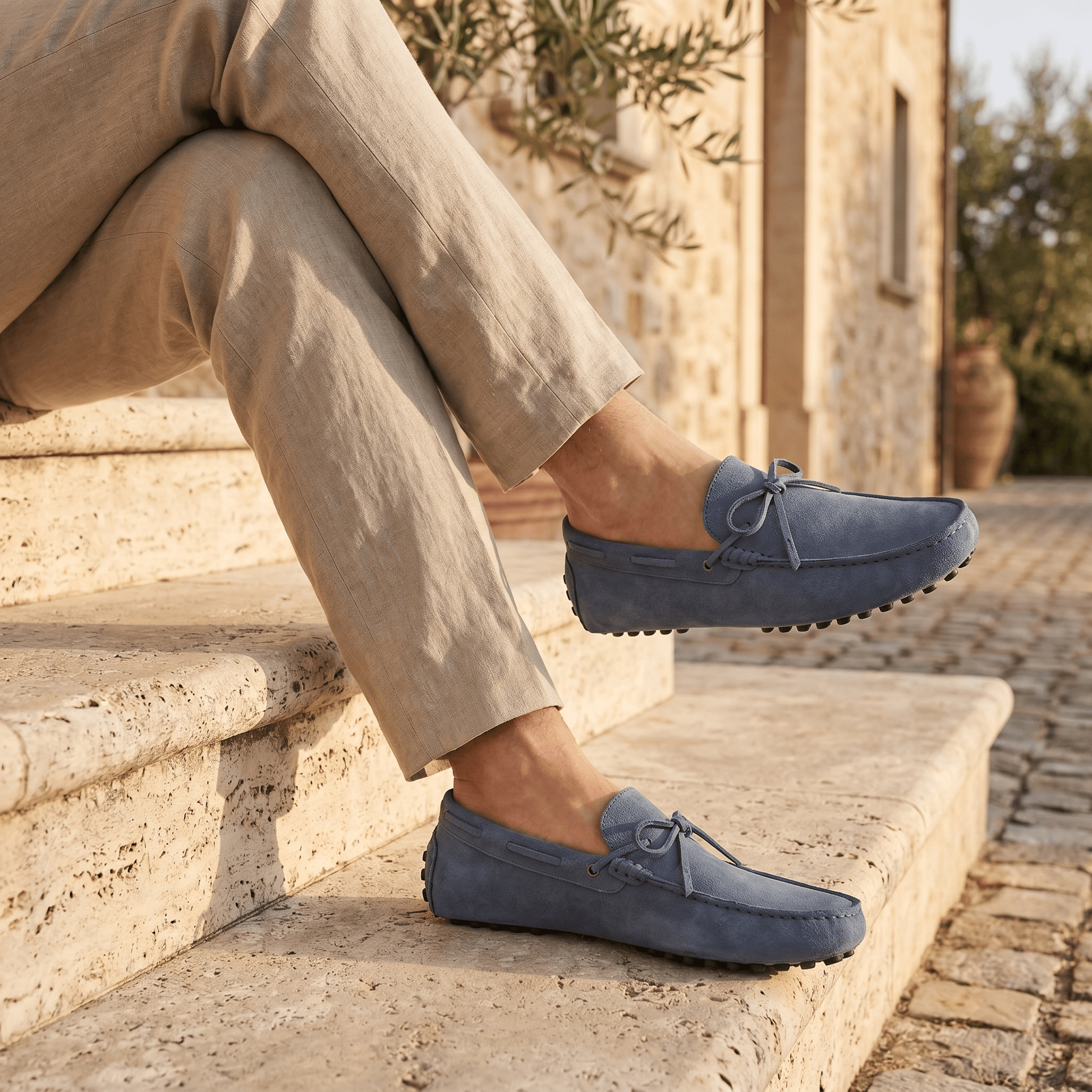 Mocassin à Picots en Daim avec Lacets Décoratifs