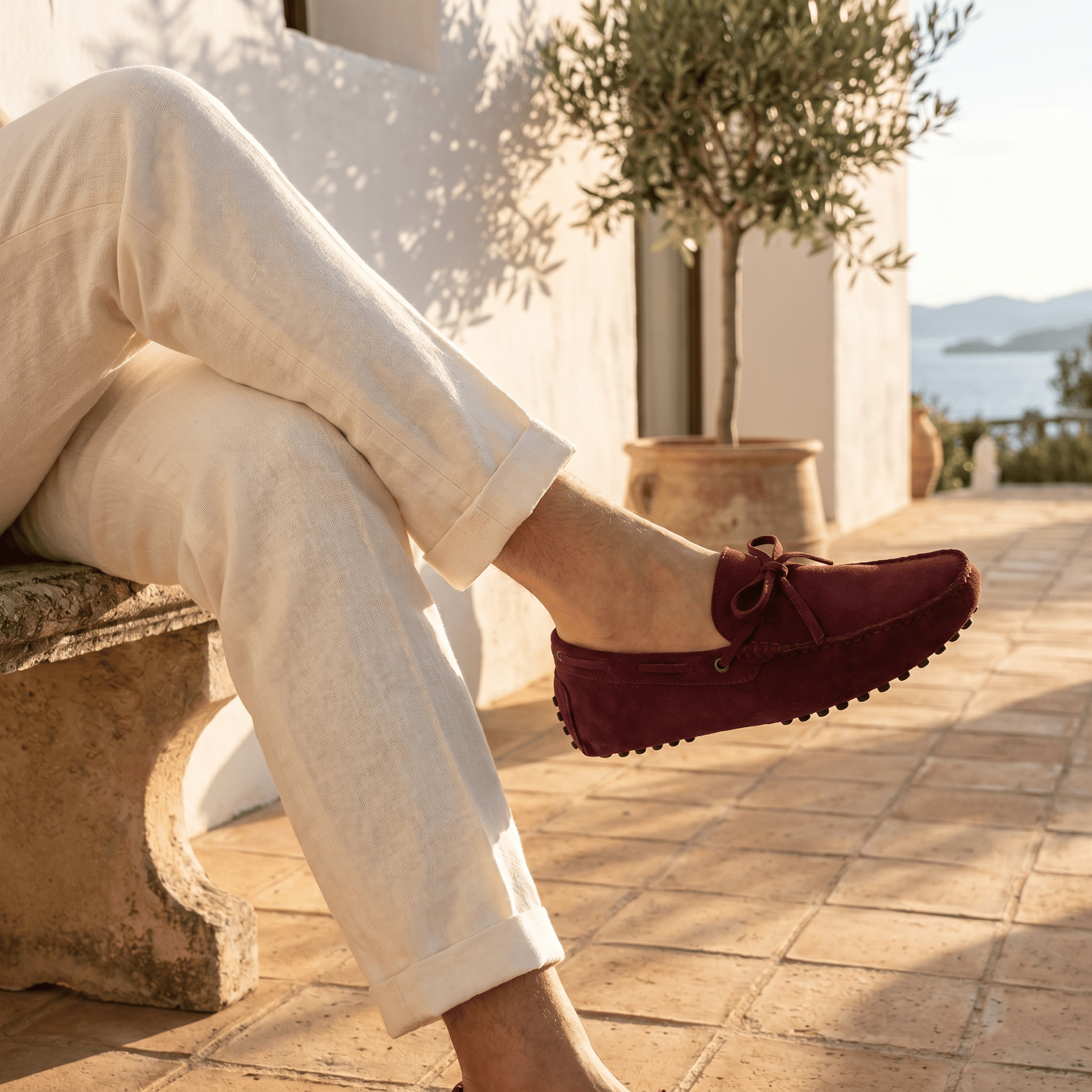Mocassin à Picots en Daim avec Lacets Décoratifs