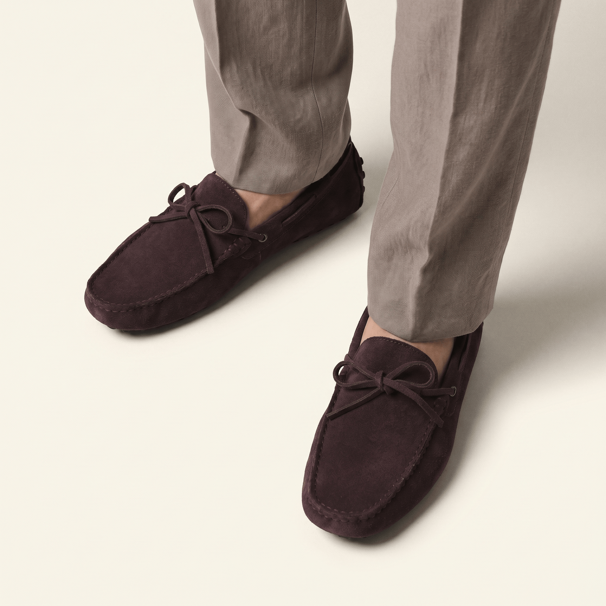 Mocassin à Picots en Daim avec Lacets Décoratifs