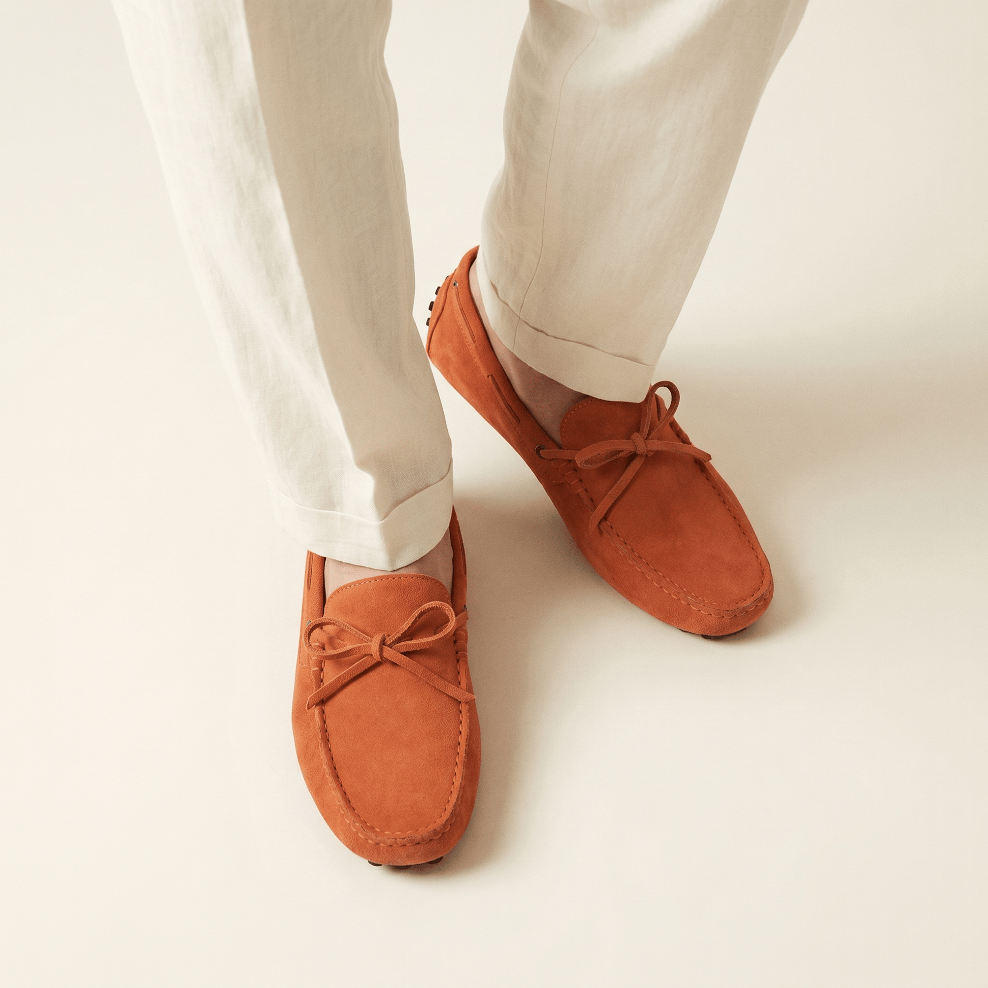 Mocassin à Picots en Daim avec Lacets Décoratifs