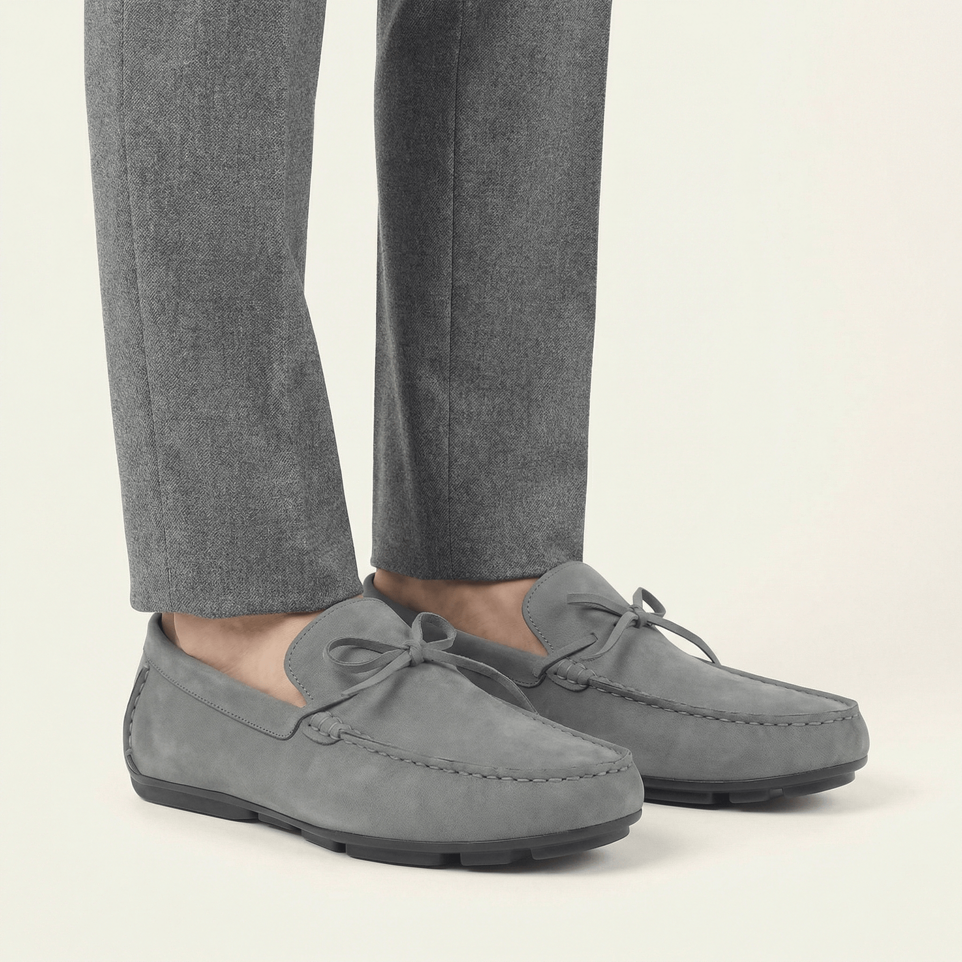 Mocassin Gris à Lacets Décoratifs