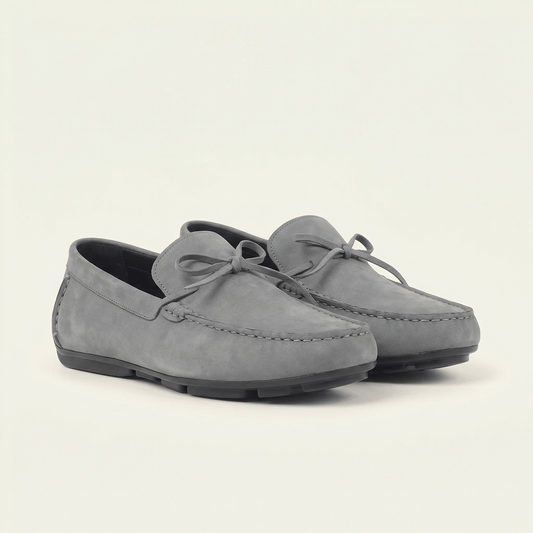 Mocassin Gris à Lacets Décoratifs