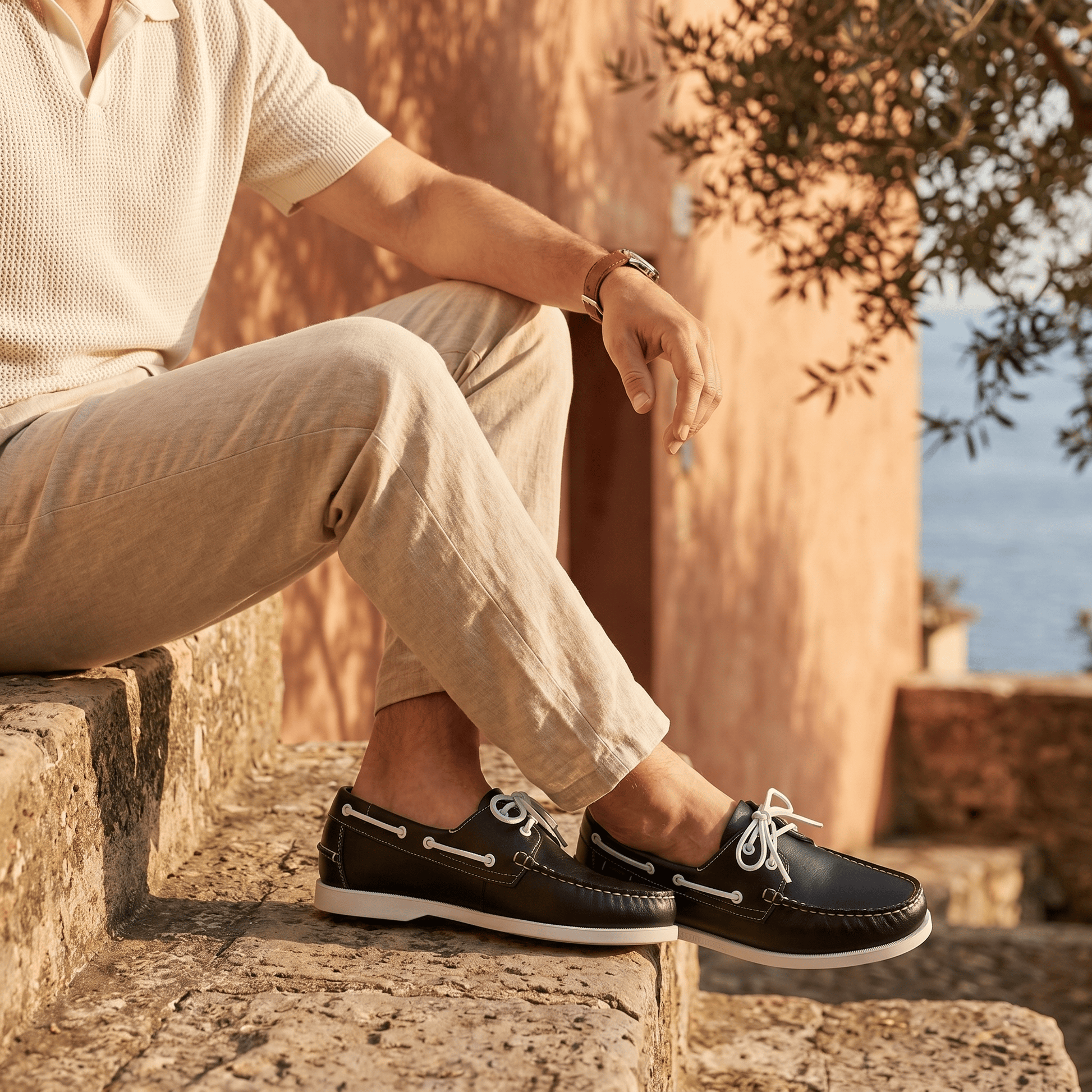 Mocassin Bateau Homme en Cuir