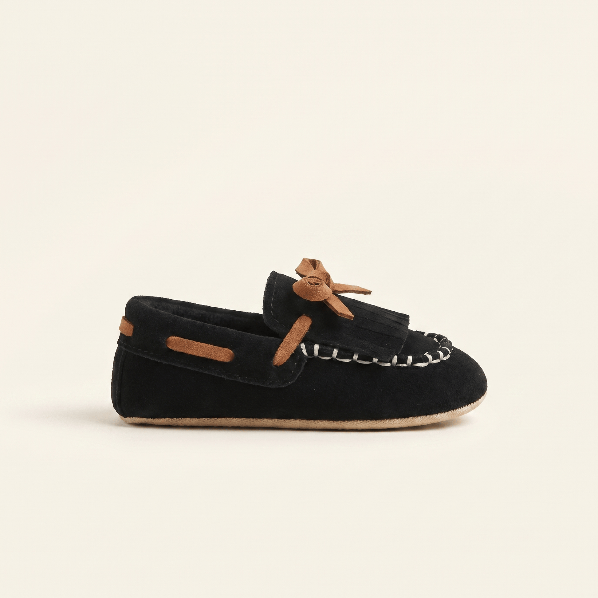 Mocassin Bébé à Frange en Cuir Suédé