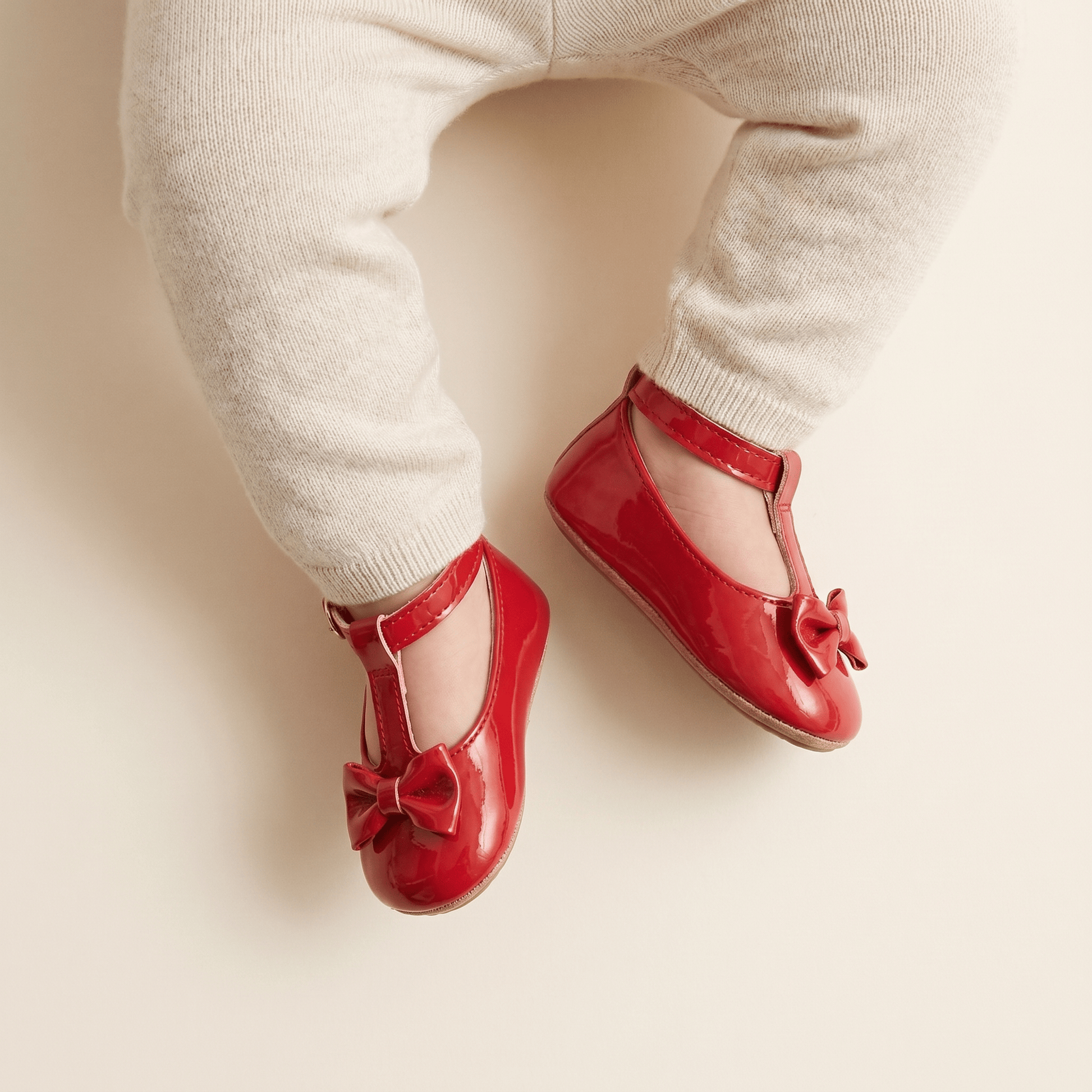 Mocassin Bébé Fille à Nœud Papillon en Cuir Verni