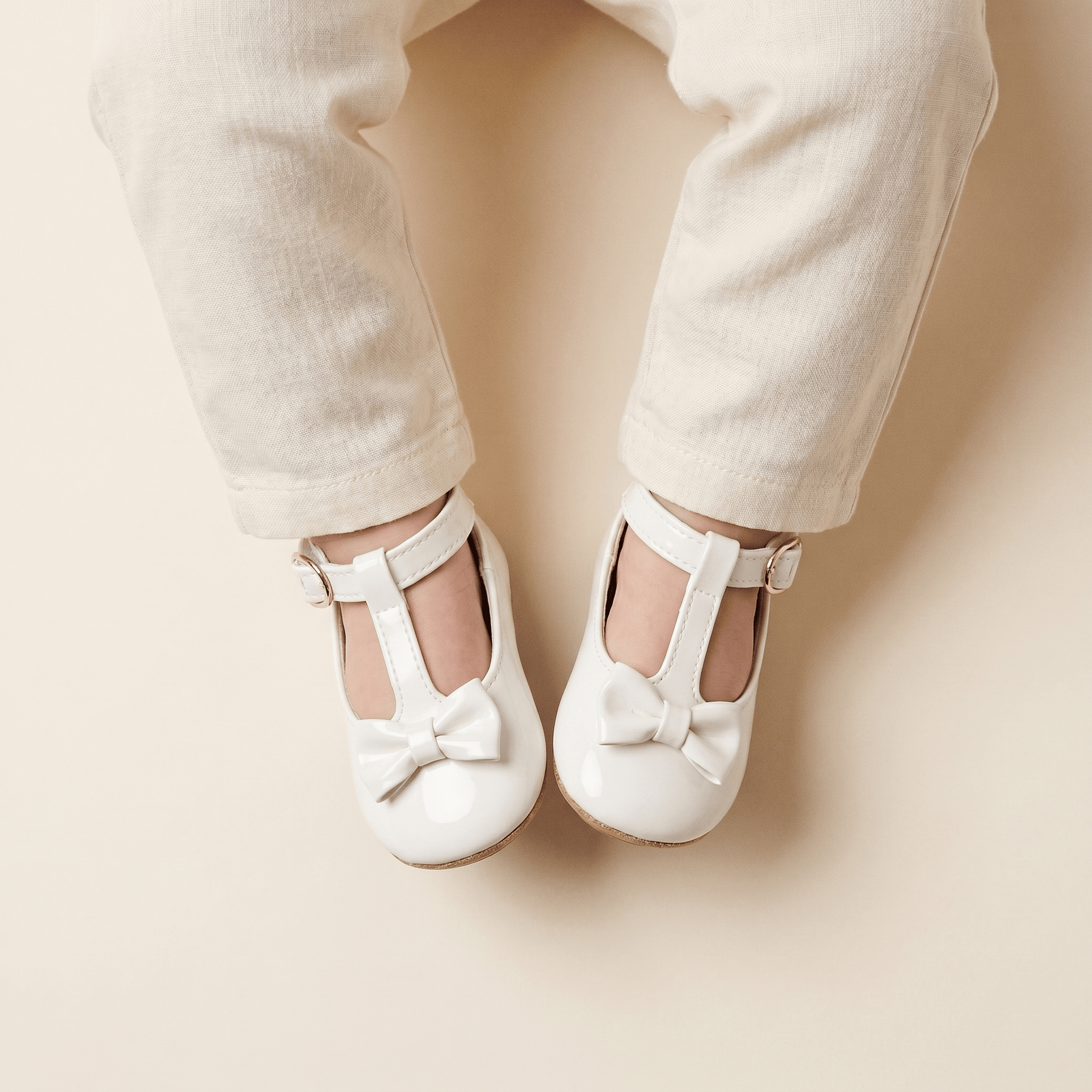 Mocassin Bébé Fille à Nœud Papillon en Cuir Verni