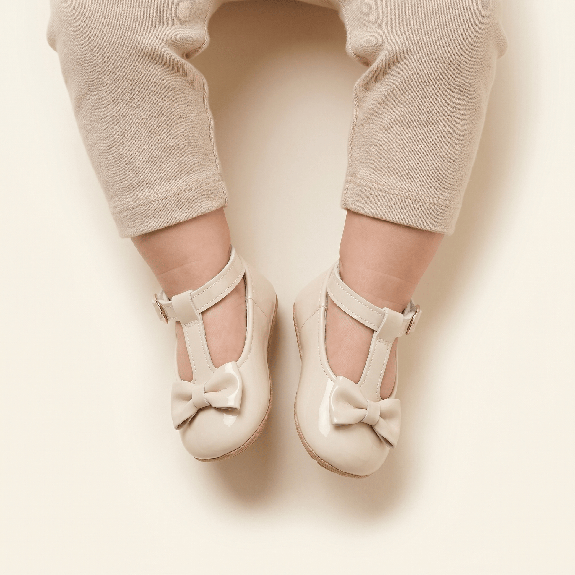 Mocassin Bébé Fille à Nœud Papillon en Cuir Verni