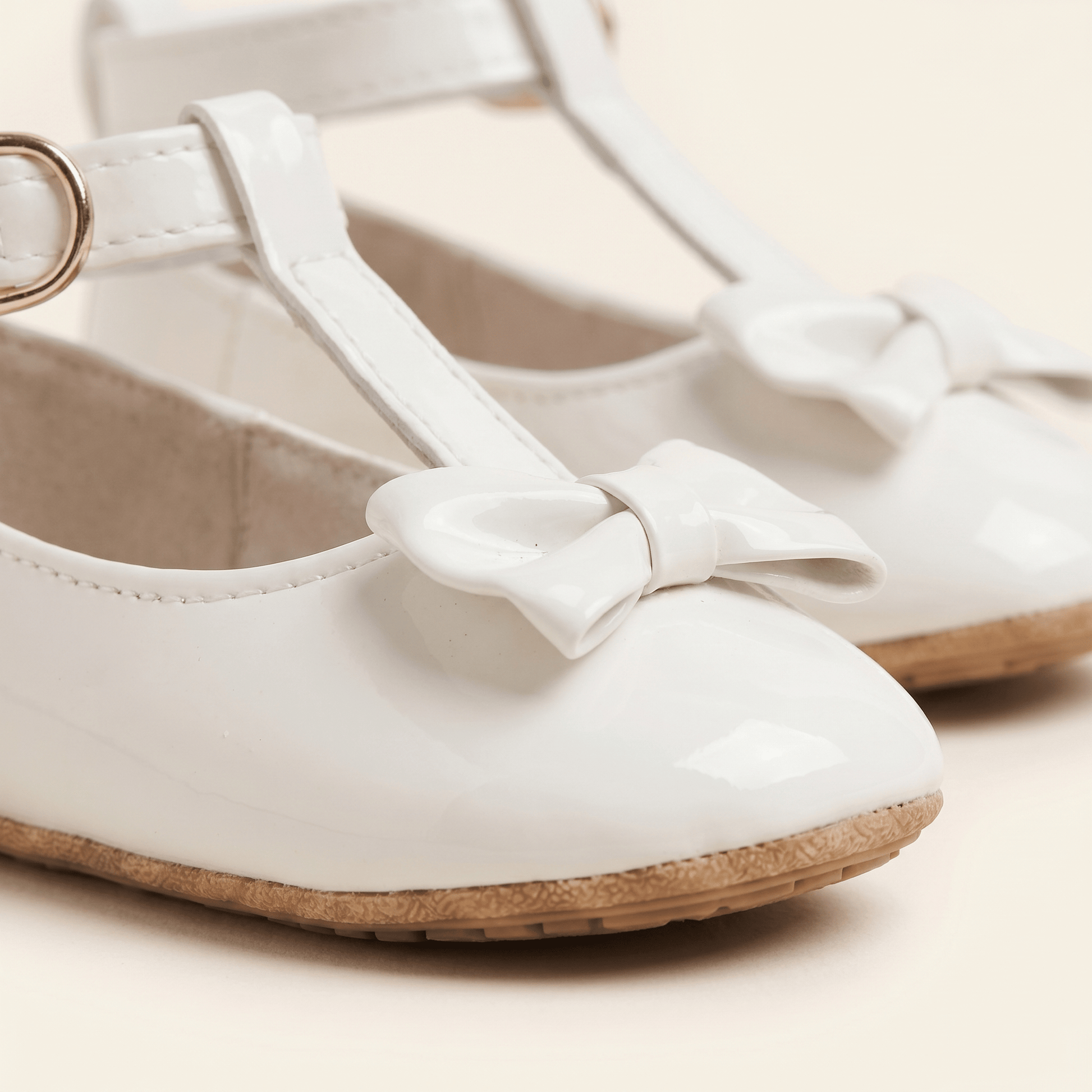 Mocassin Bébé Fille à Nœud Papillon en Cuir Verni