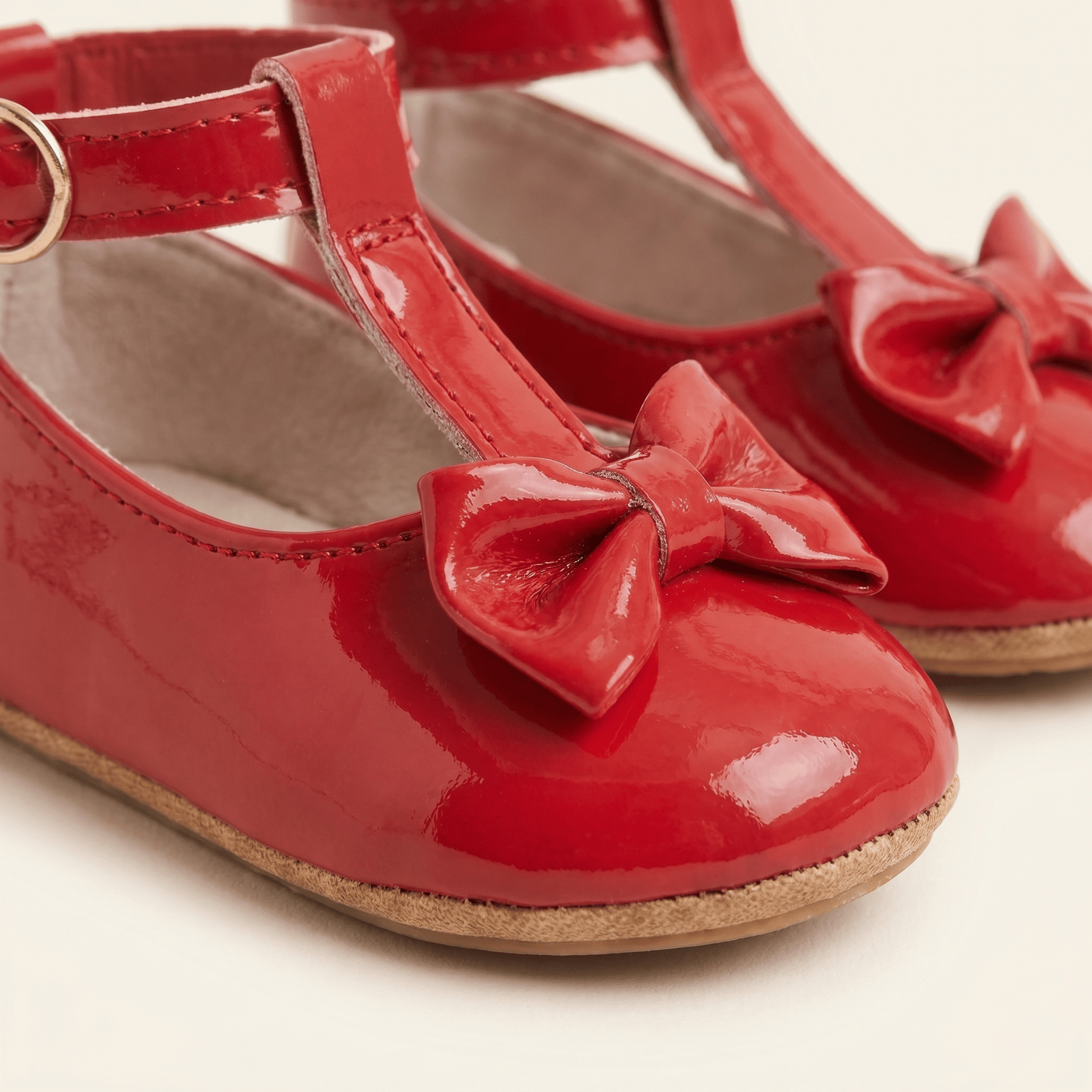 Mocassin Bébé Fille à Nœud Papillon en Cuir Verni