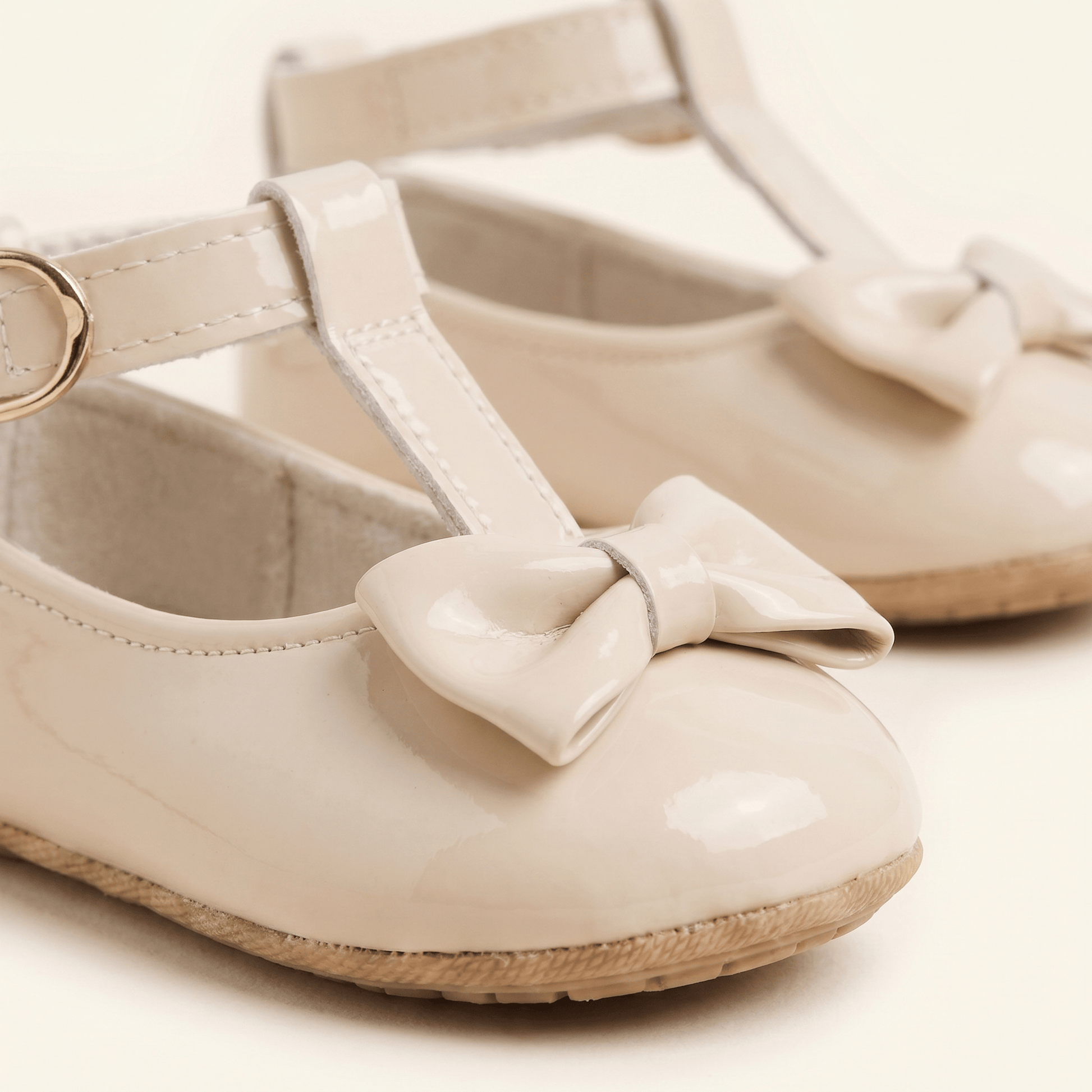 Mocassin Bébé Fille à Nœud Papillon en Cuir Verni