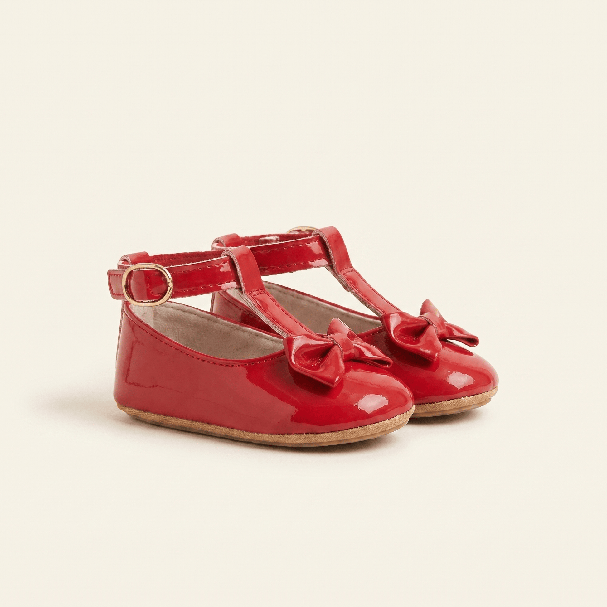 Mocassin Bébé Fille à Nœud Papillon en Cuir Verni