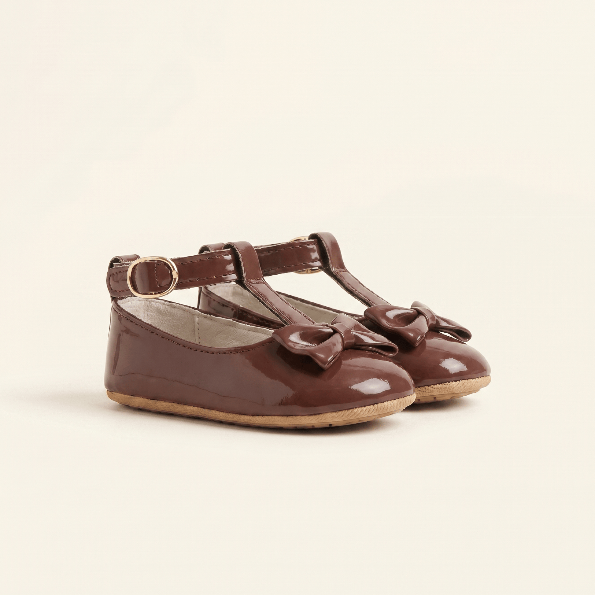 Mocassin Bébé Fille à Nœud Papillon en Cuir Verni