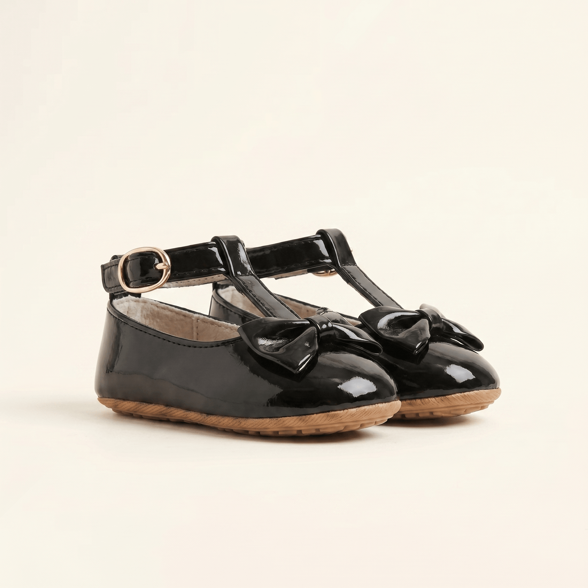 Mocassin Bébé Fille à Nœud Papillon en Cuir Verni