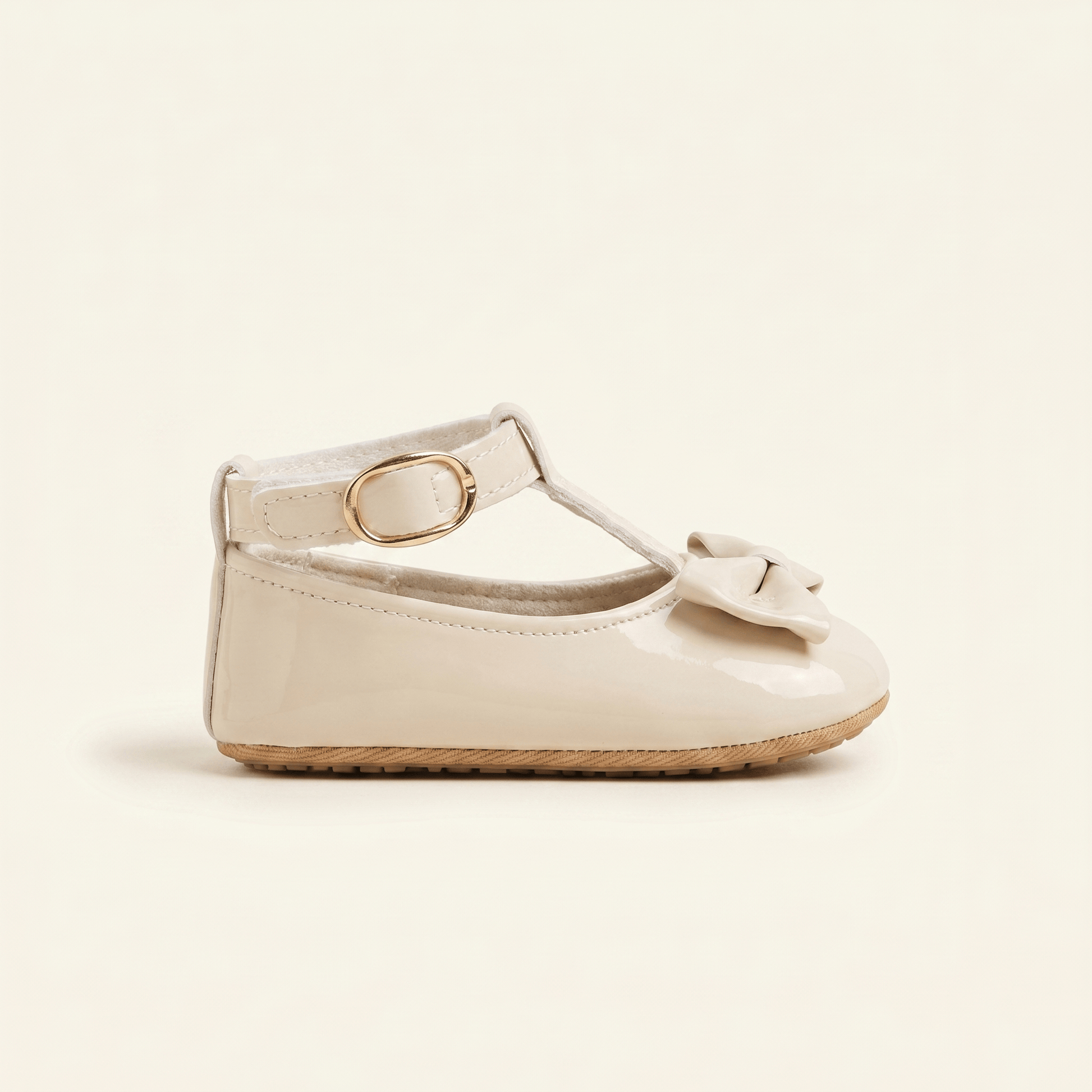 Mocassin Bébé Fille à Nœud Papillon en Cuir Verni