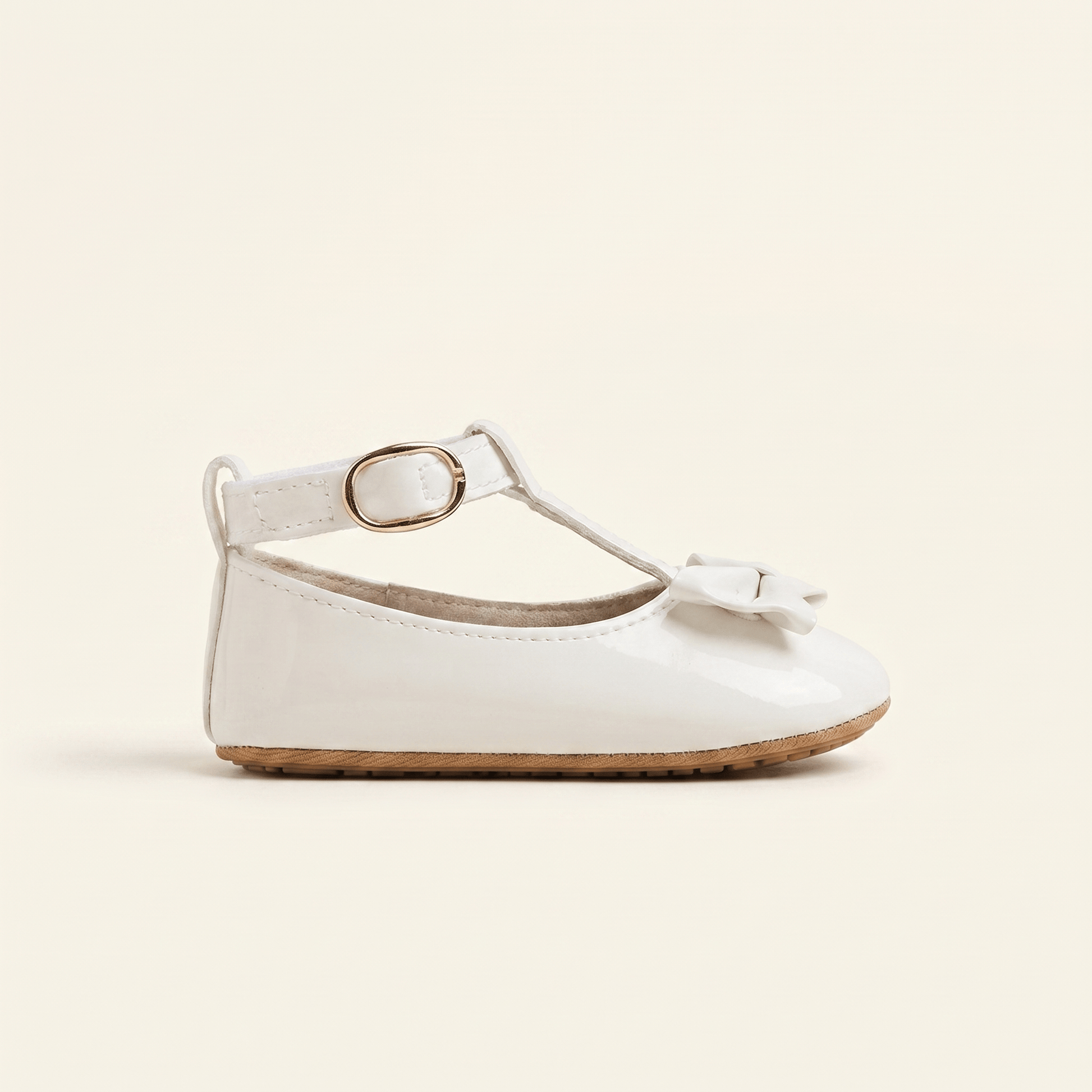 Mocassin Bébé Fille à Nœud Papillon en Cuir Verni