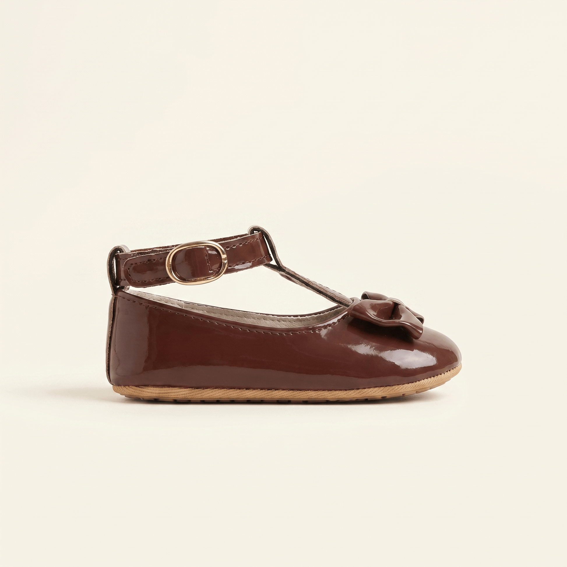 Mocassin Bébé Fille à Nœud Papillon en Cuir Verni