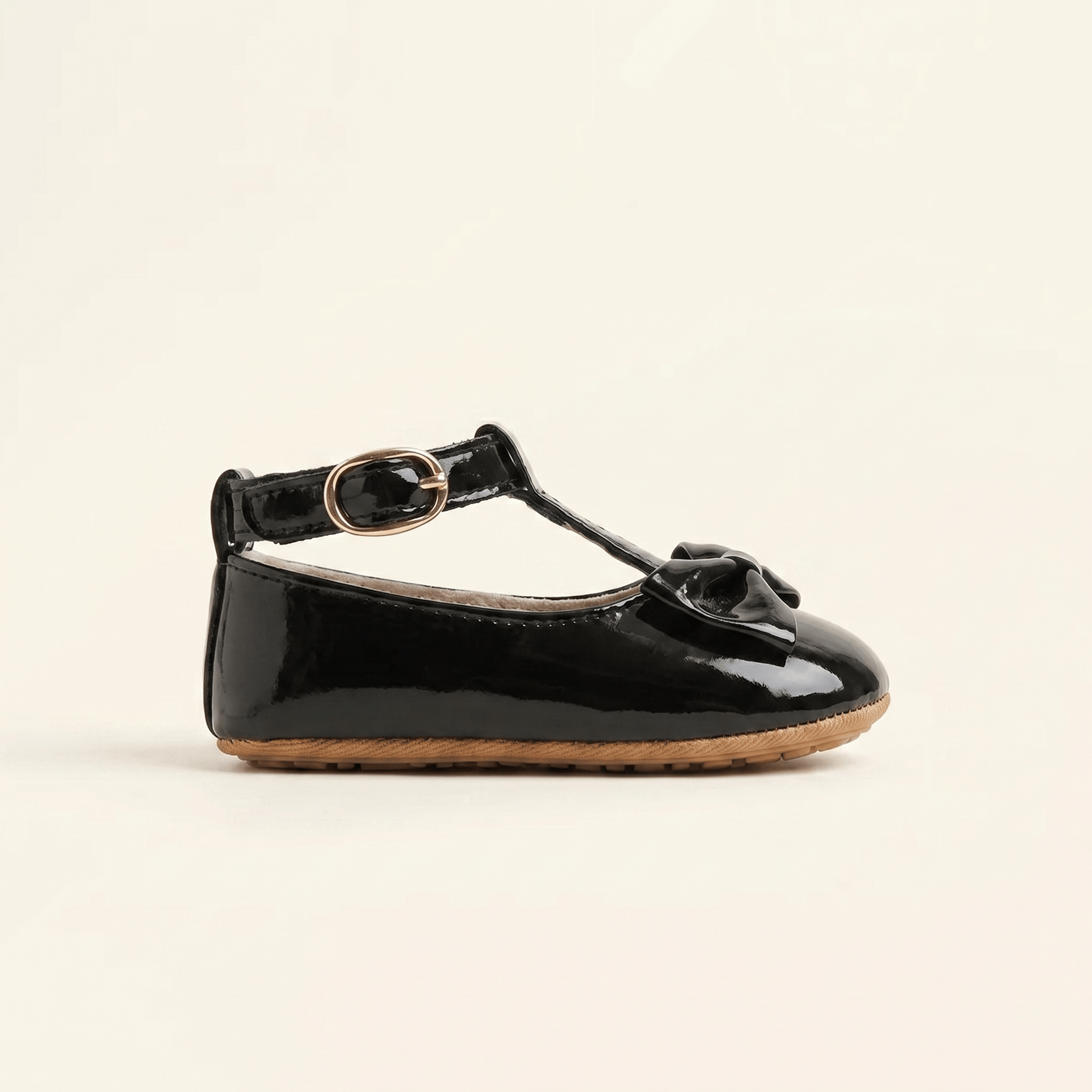 Mocassin Bébé Fille à Nœud Papillon en Cuir Verni