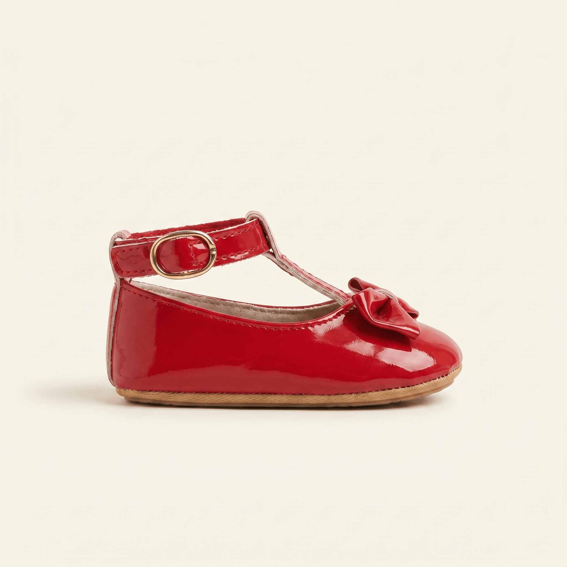 Mocassin Bébé Fille à Nœud Papillon en Cuir Verni