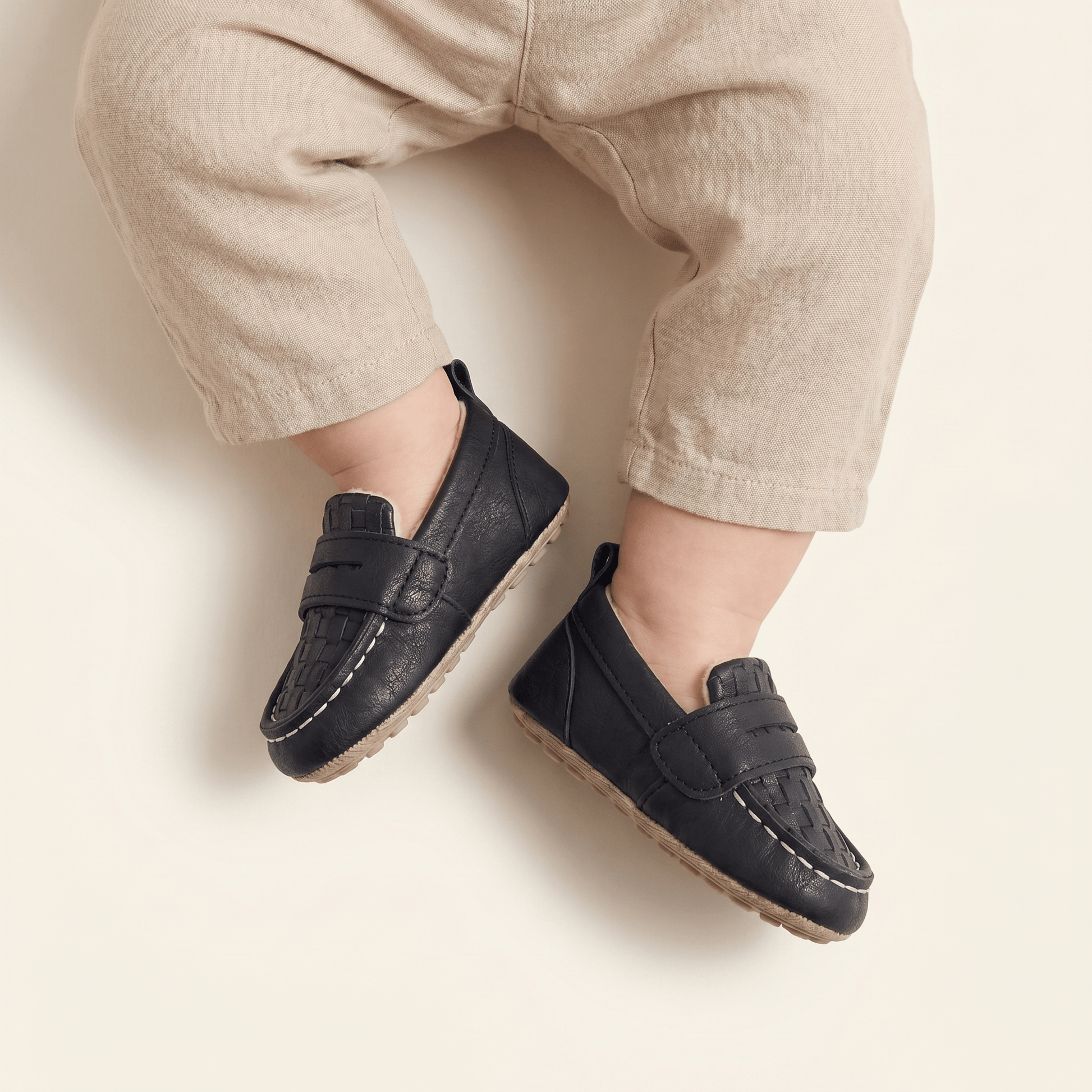 Mocassin Bébé Penny Tressé en Cuir