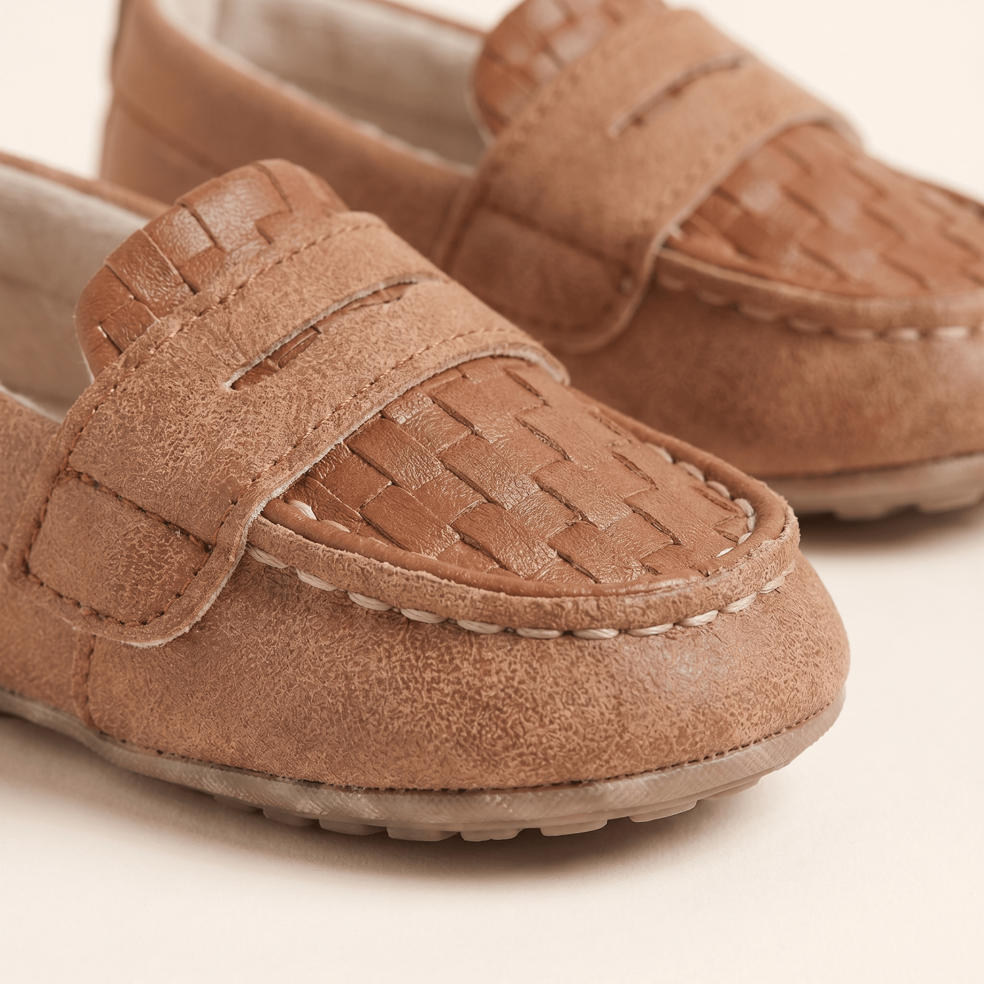Mocassin Bébé Penny Tressé en Cuir