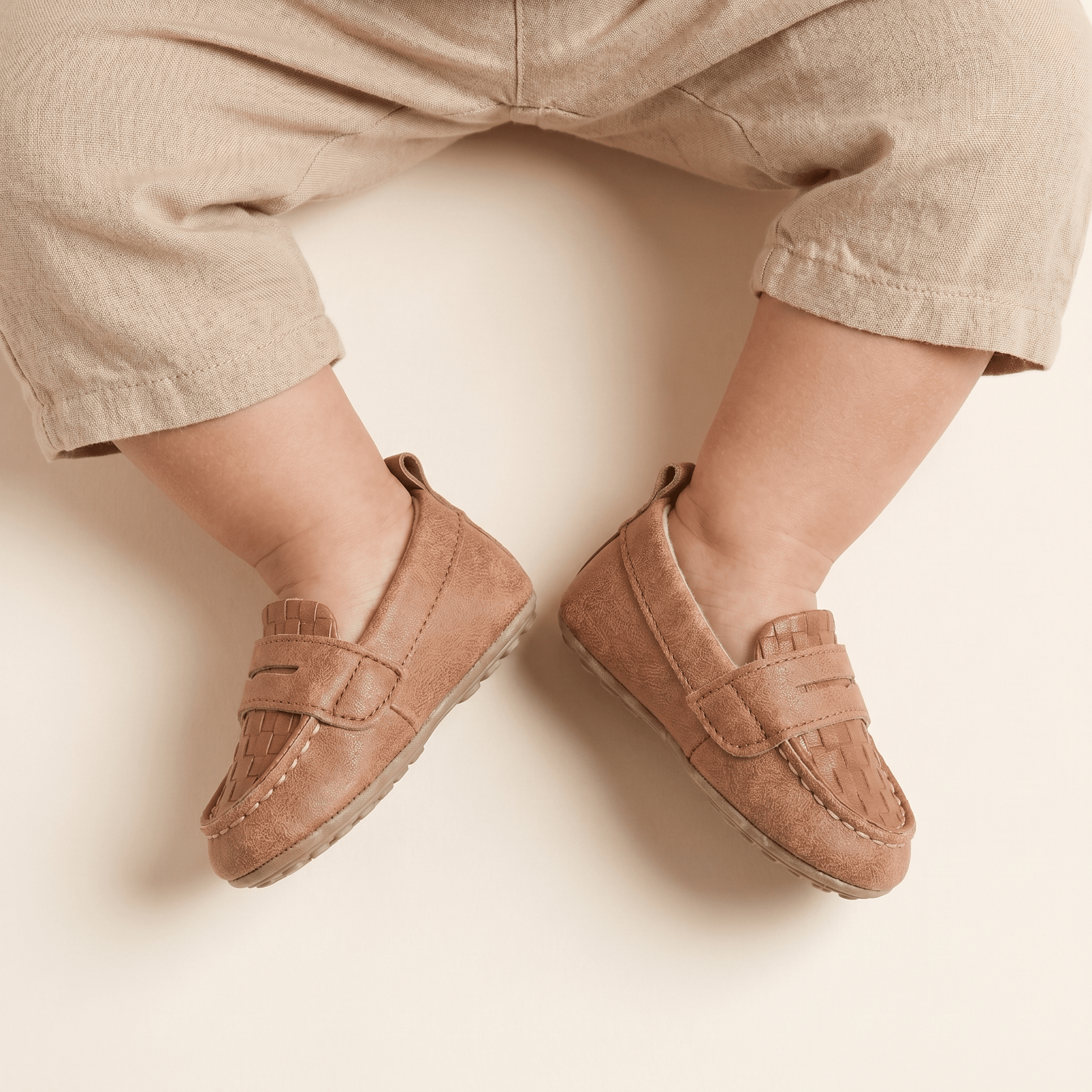 Mocassin Bébé Penny Tressé en Cuir