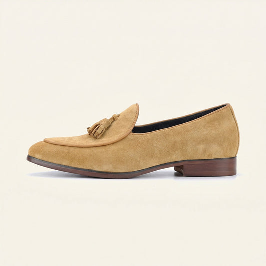 Mocassin Classique à Pampilles en Cuir Suédé avec Petit Talon