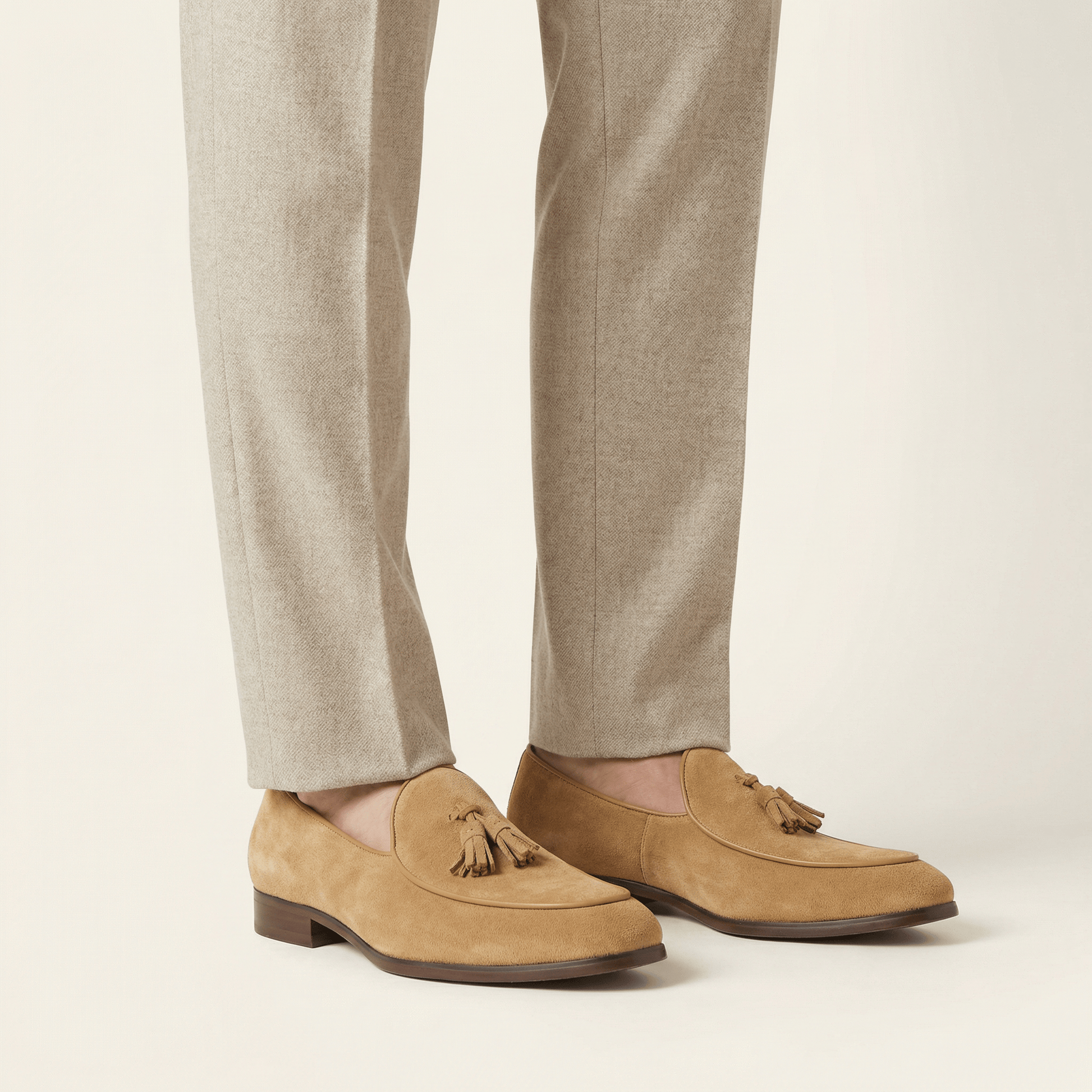 Mocassin Classique à Pampilles en Cuir Suédé avec Petit Talon