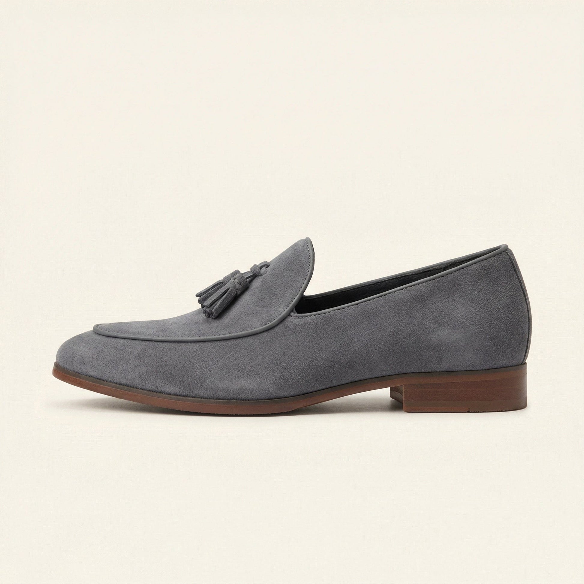 Mocassin Classique à Pampilles en Cuir Suédé avec Petit Talon