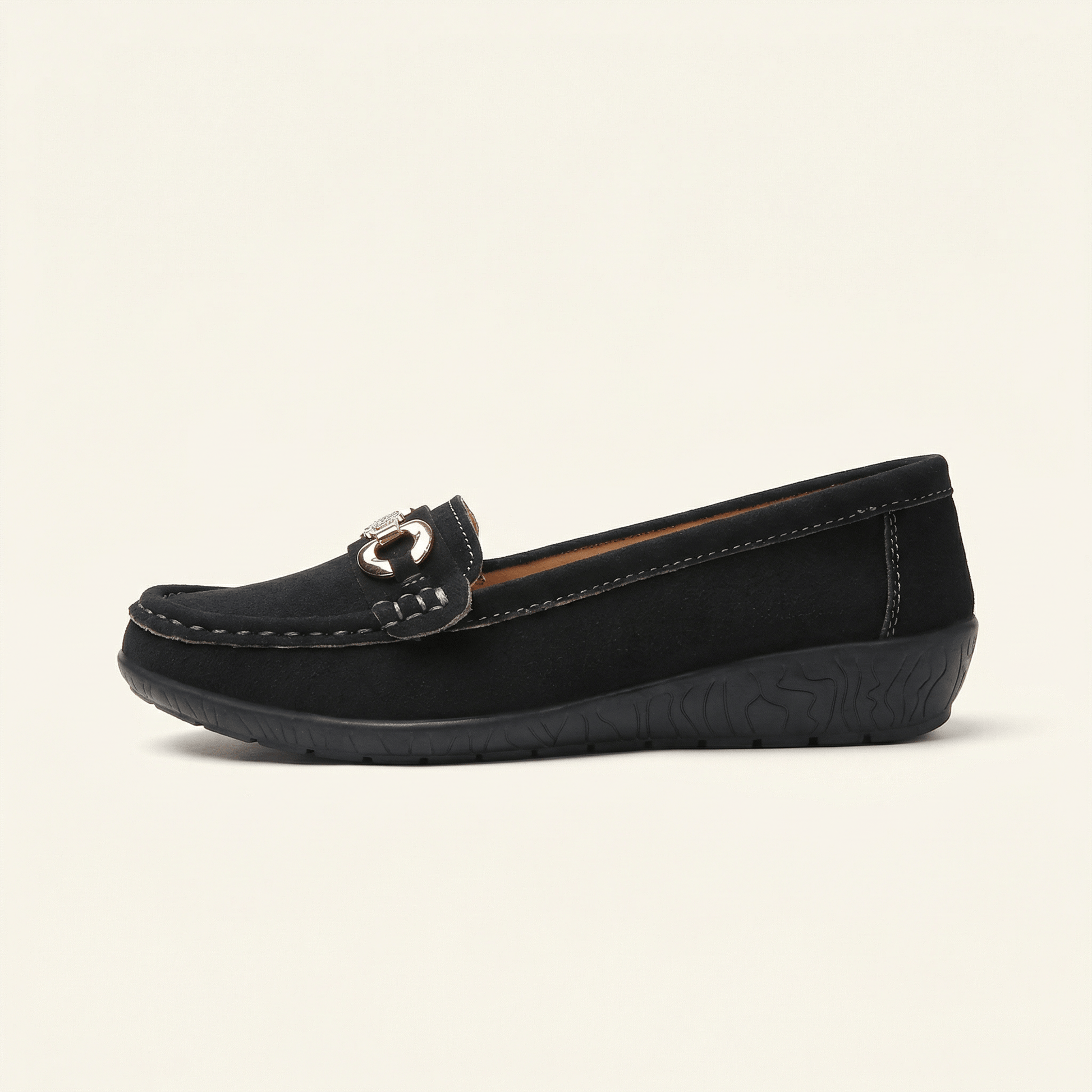 Mocassin Femme Confort à Bijou Décoratif en Suédé
