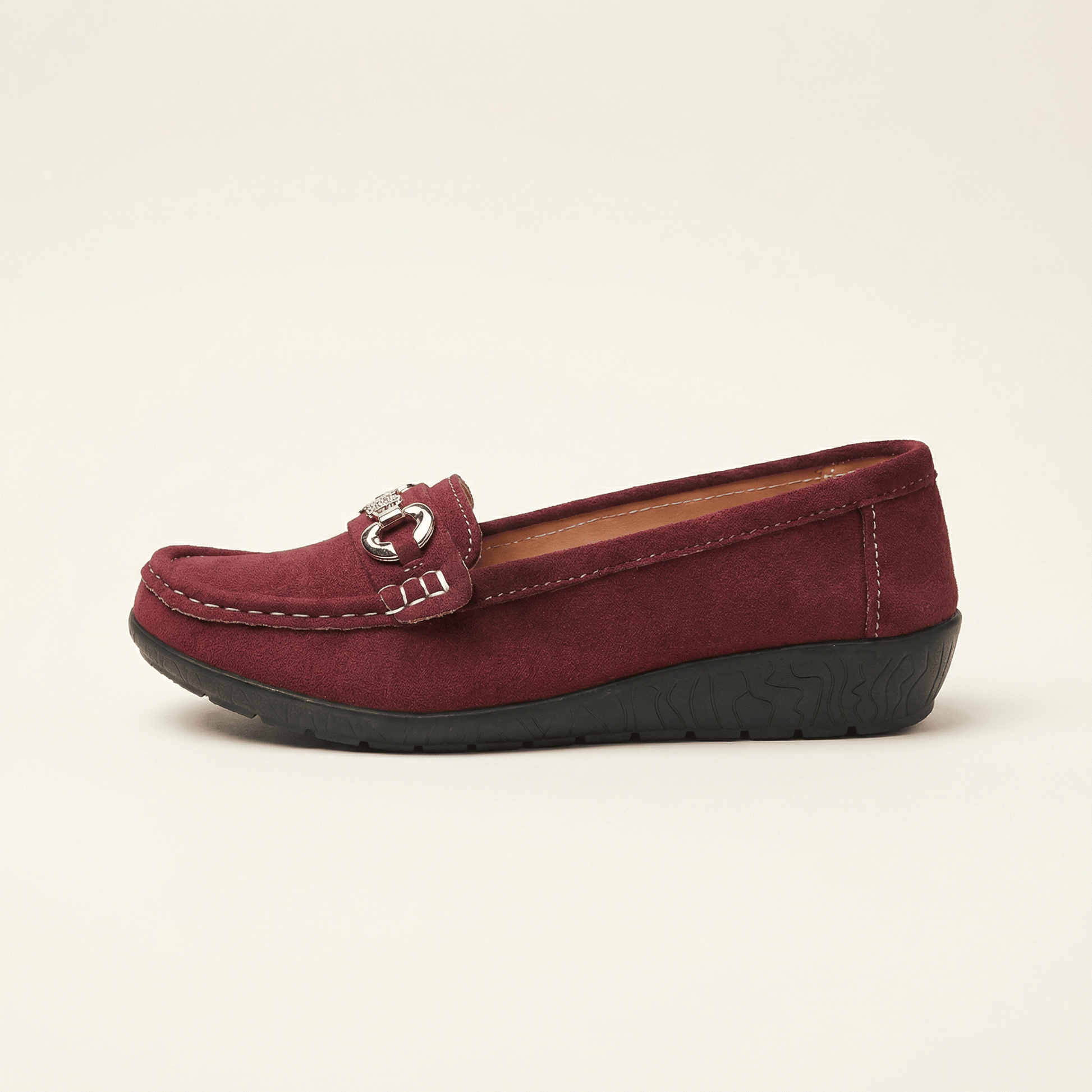 Mocassin Femme Confort à Bijou Décoratif en Suédé